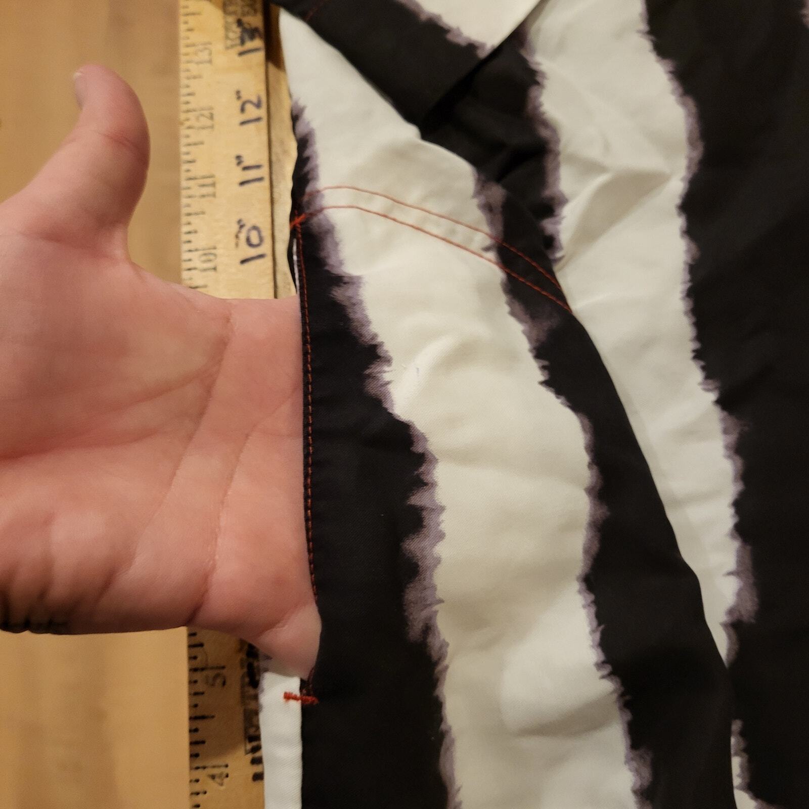 Black & White Striped Button Down Collared Shirt Beetlejuice Med 21" P2P