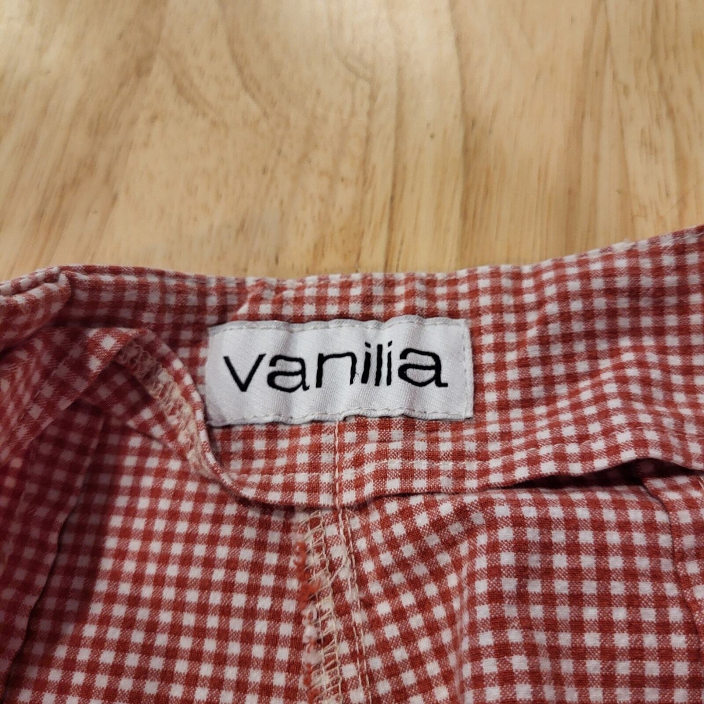 Vanilla Red Gingham Cotton Stretch Cigarette Pants 44 Zip Ankle Straight