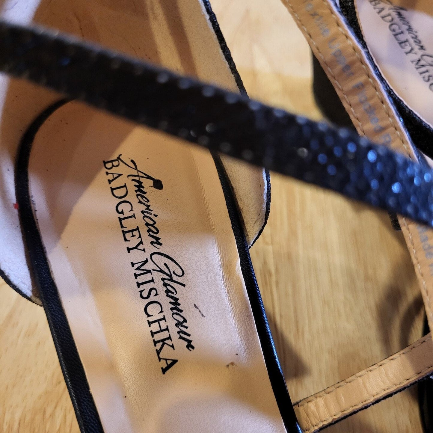 Badgley Mischka Black Rhinestone Strappy Wedge Worn Once Designer size 10