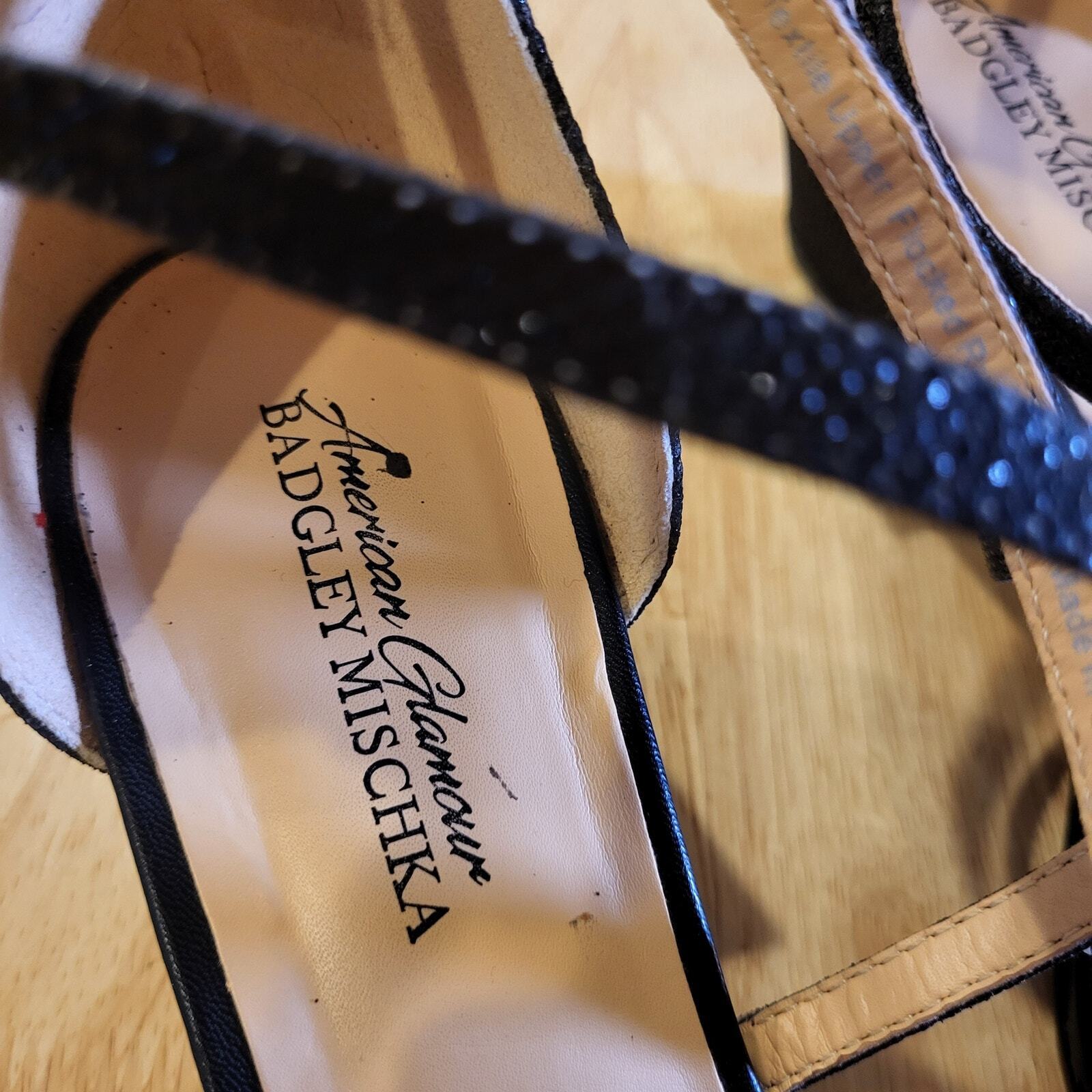 Badgley Mischka Black Rhinestone Strappy Wedge Worn Once Designer size 10