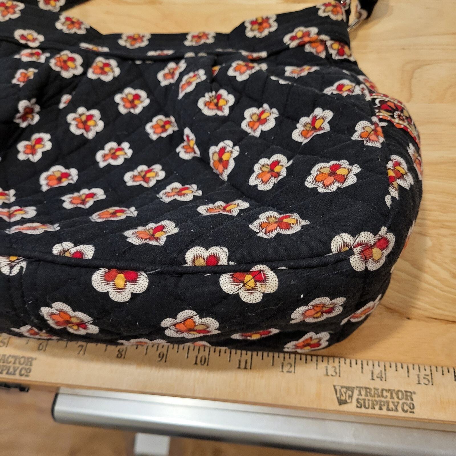 Black Vera Bradley Floral Bag Silver Hardware Plaid Lining 