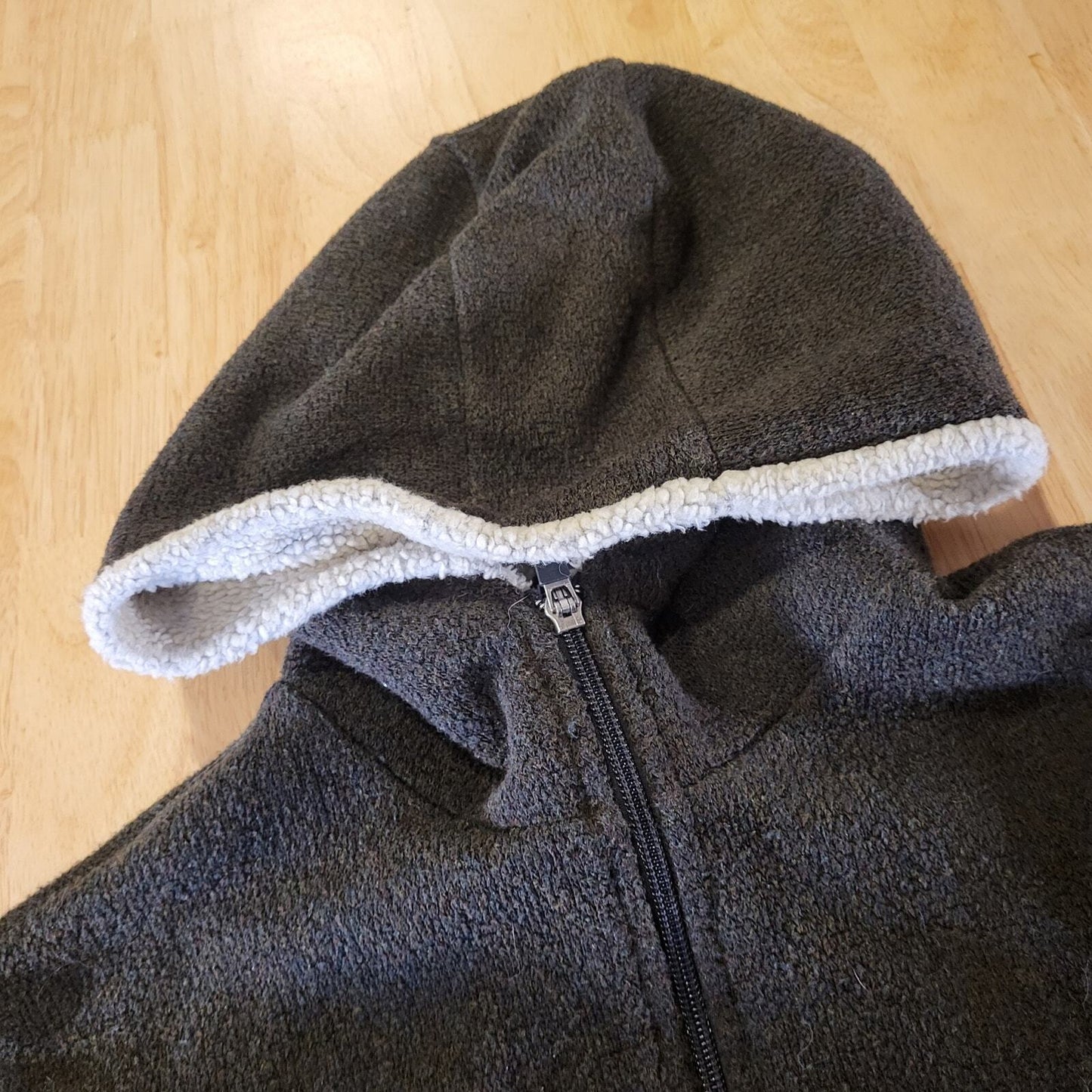 Kuhl Alfpaca Fleece Brown Hooded Zip Up Front Pockets 