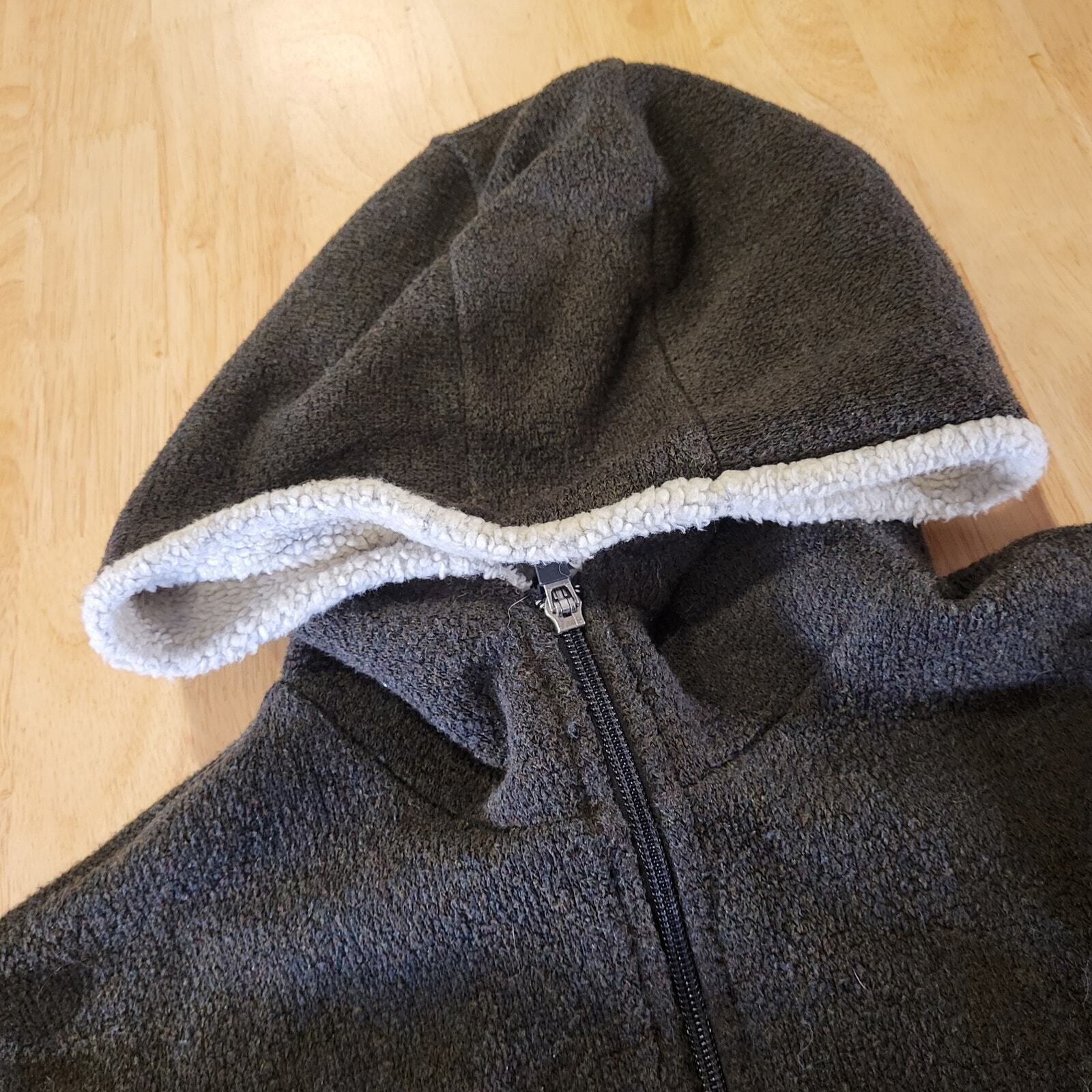 Kuhl Alfpaca Fleece Brown Hooded Zip Up Front Pockets 