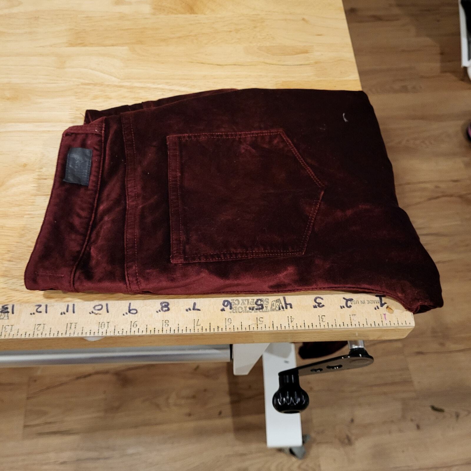 Paige Burgundy Velvet Skinny Jeans Verdugo Ankle Pants Size 29 Cotton Blend