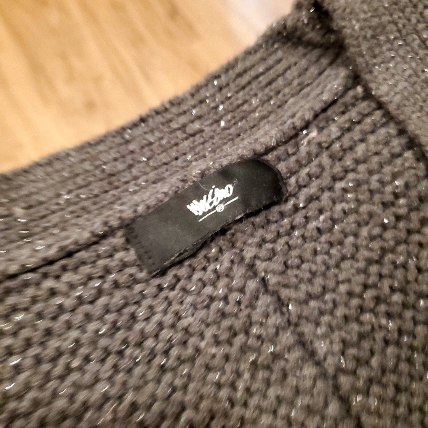 Mossimo Gunmetal Gray Sweater with Silver Metallic Fleck Medium Chunky Knit Soft