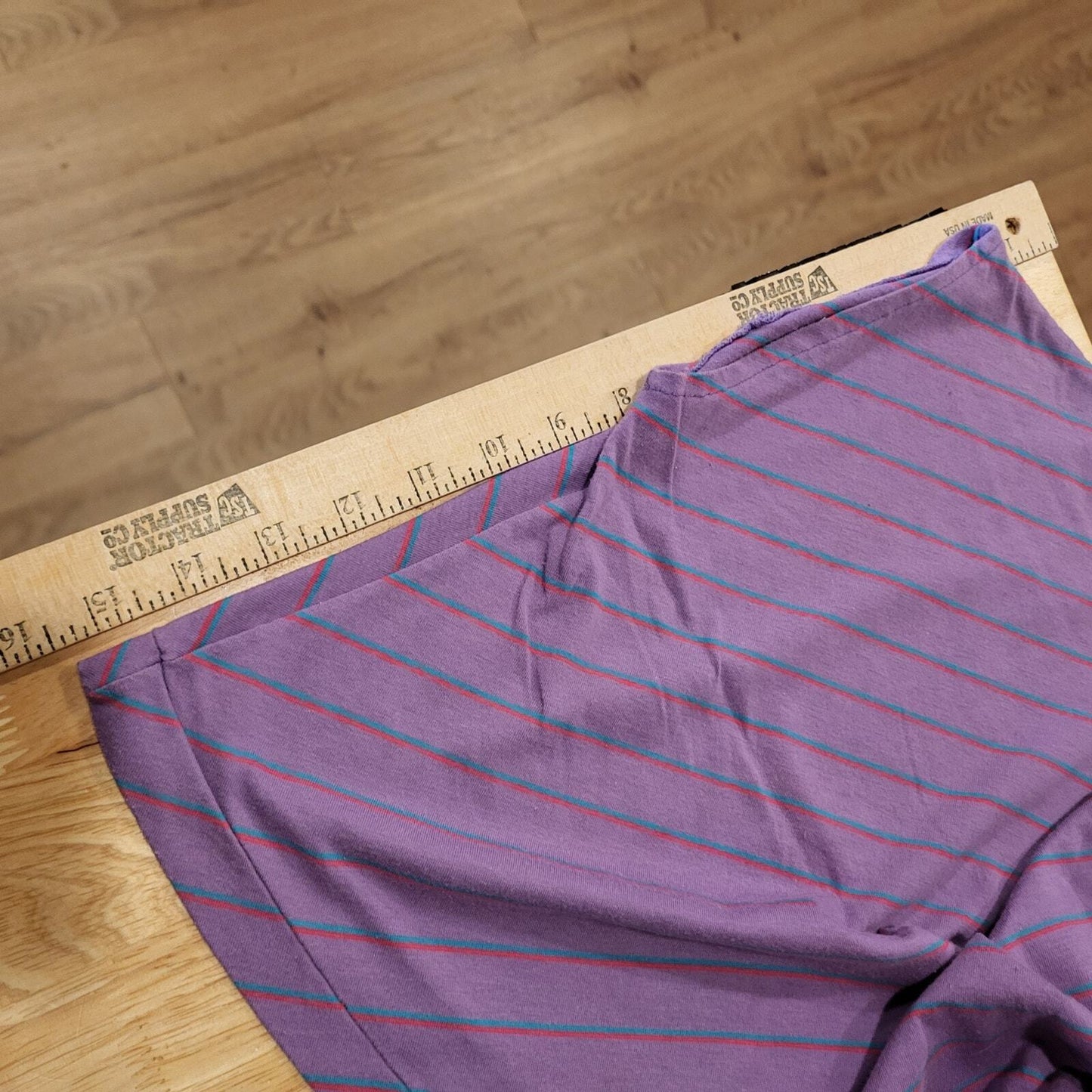 Vintage 80's Purple Off Shoulder Boat Neck Striped Flash dance Cropped Tshirt 