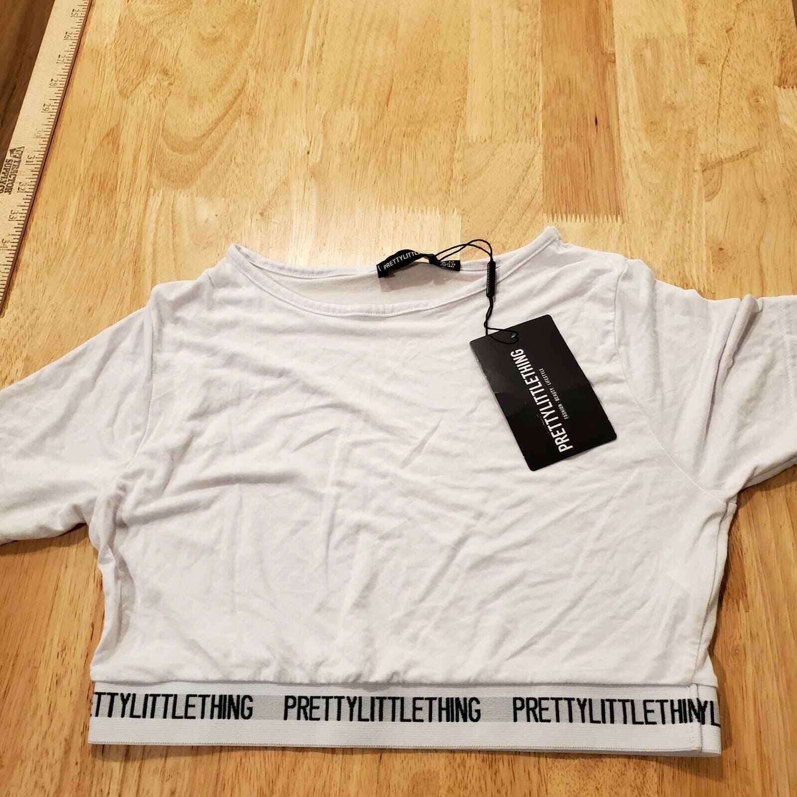 New with Tags White Crop Tee Elastic Waist Logo