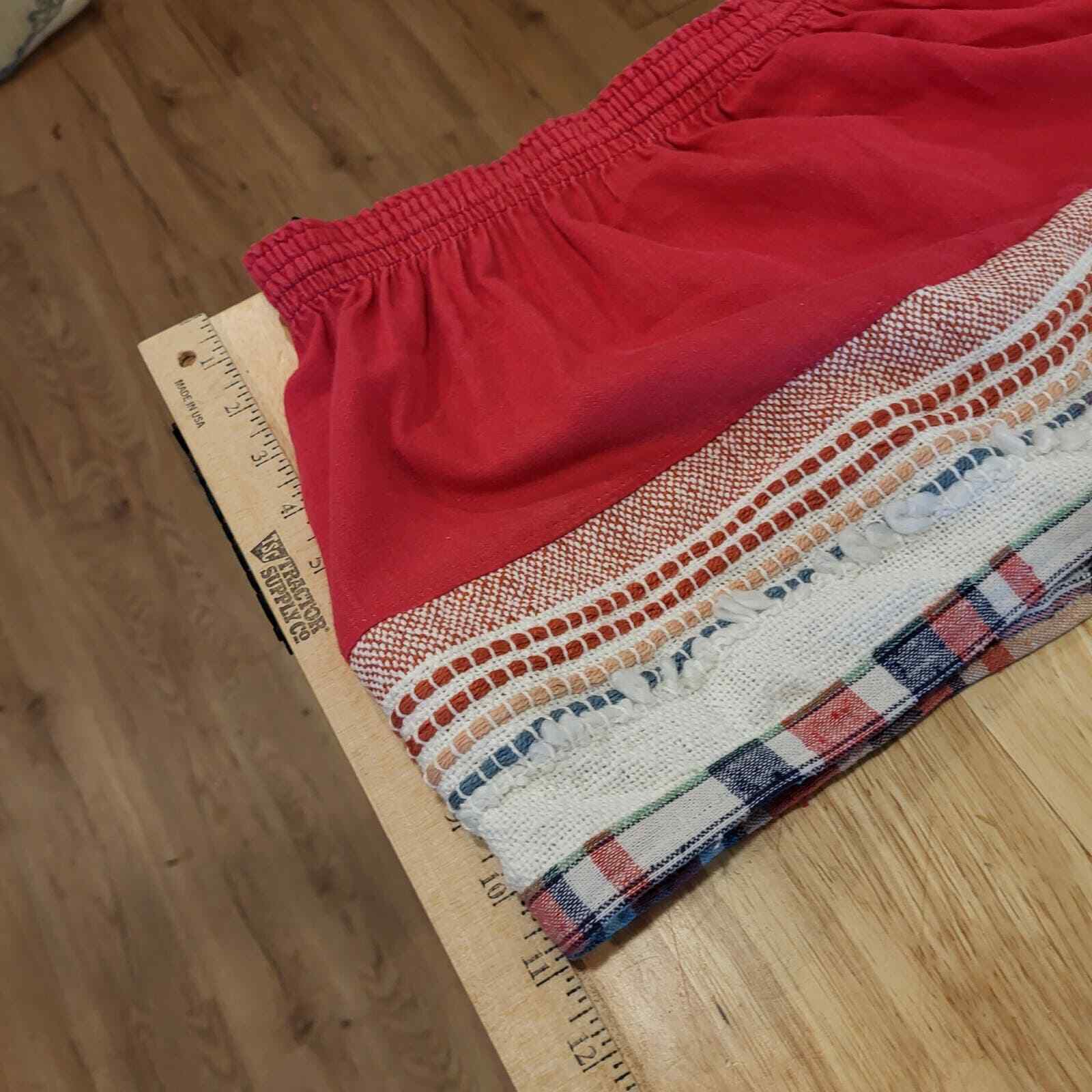 #upcycled vintage Red Elastic waist Mini Skirt Bohemian Hand Made 
