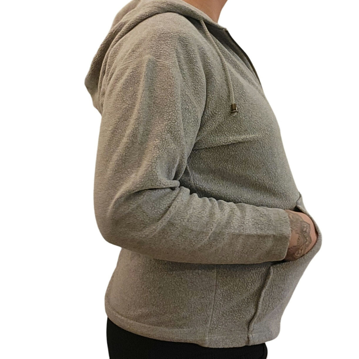 Heather Gray St. John's Bay Cotton Blend 1/4 Zip Hoodie Pocket Small 22" P2P
