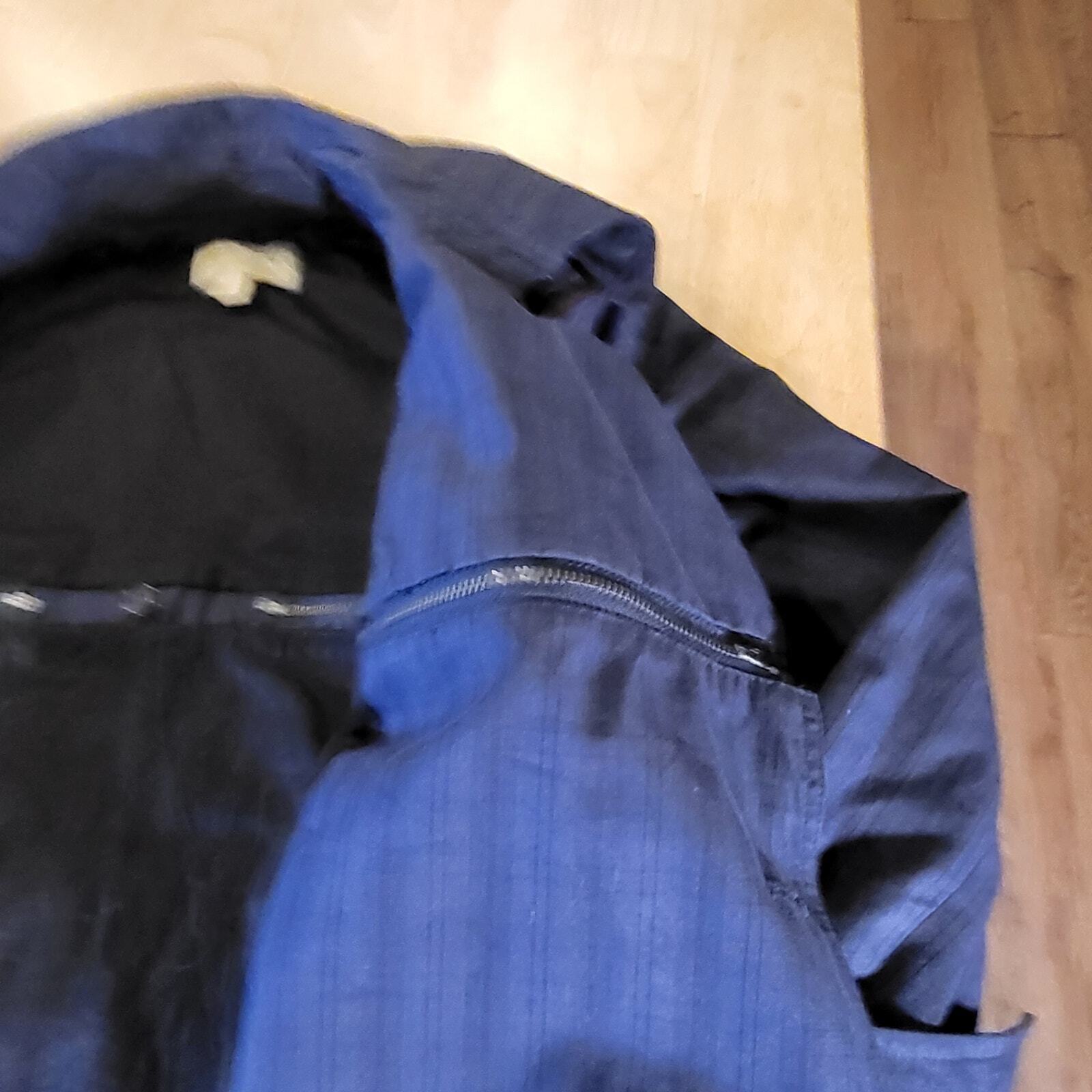 Elizabeth & Jaime Convertable Blue Pinstripe Belted 100% Cotton 20" P2P 22" Long
