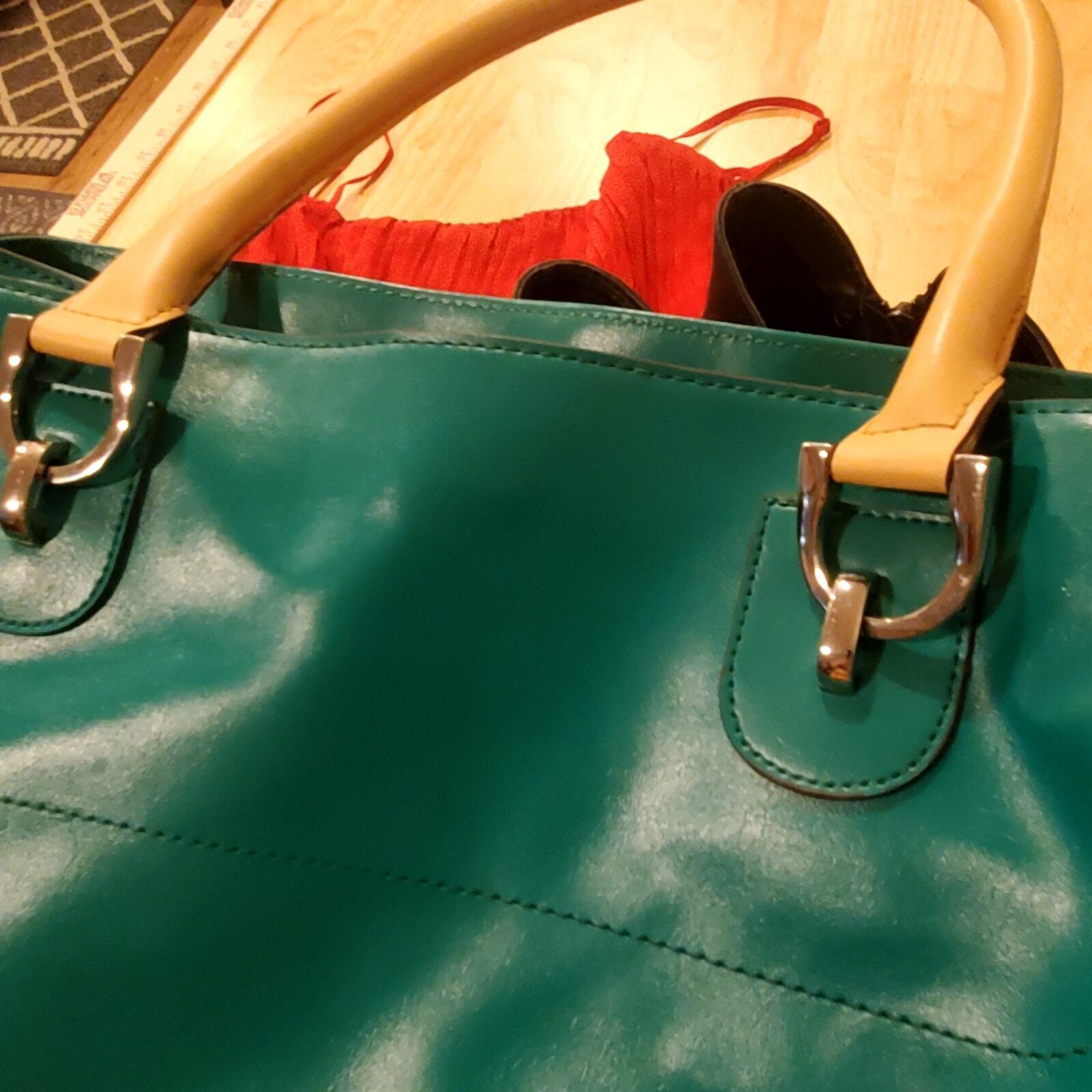 Vintage London Fog Bag Lined Pockets Contrast Handle Large