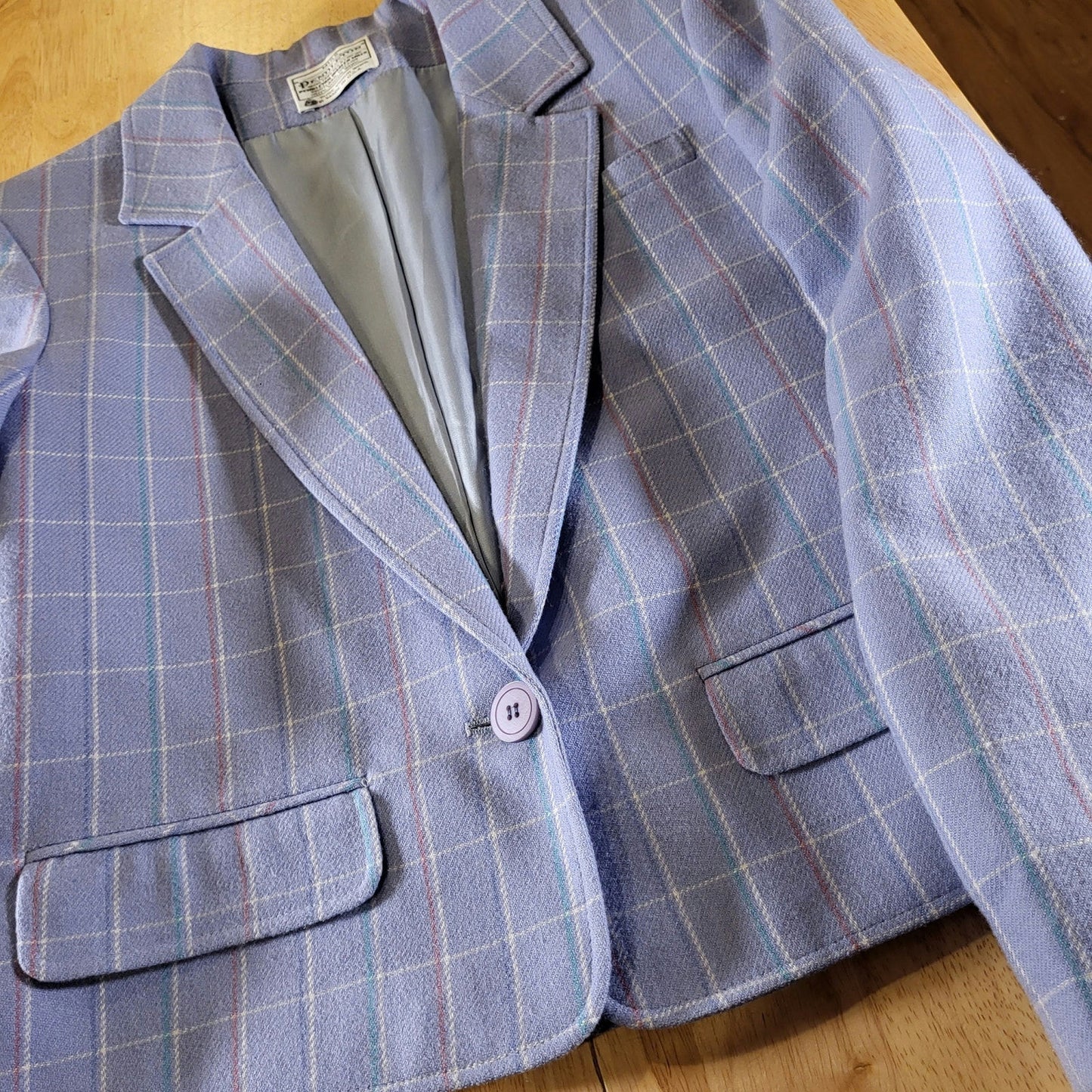Miss Pendleton Lavender Purple Made is U.S.A. Wool Plaid Coat Sz 12 