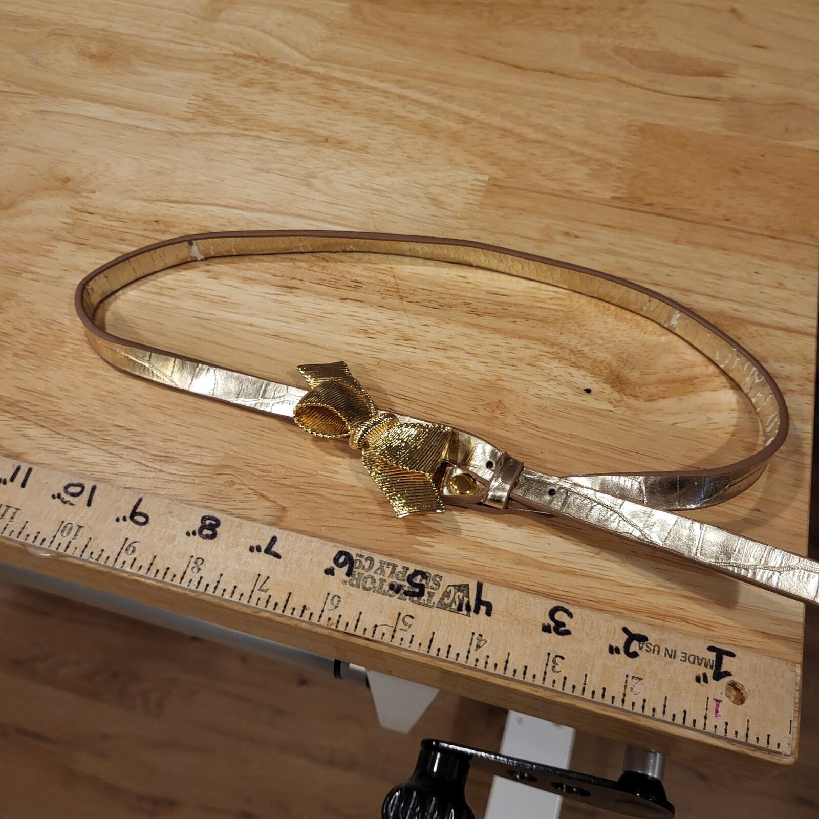 36" Gold Bow Skinny Belt 2" Bow 1/2" wide Lilly Pulitzer