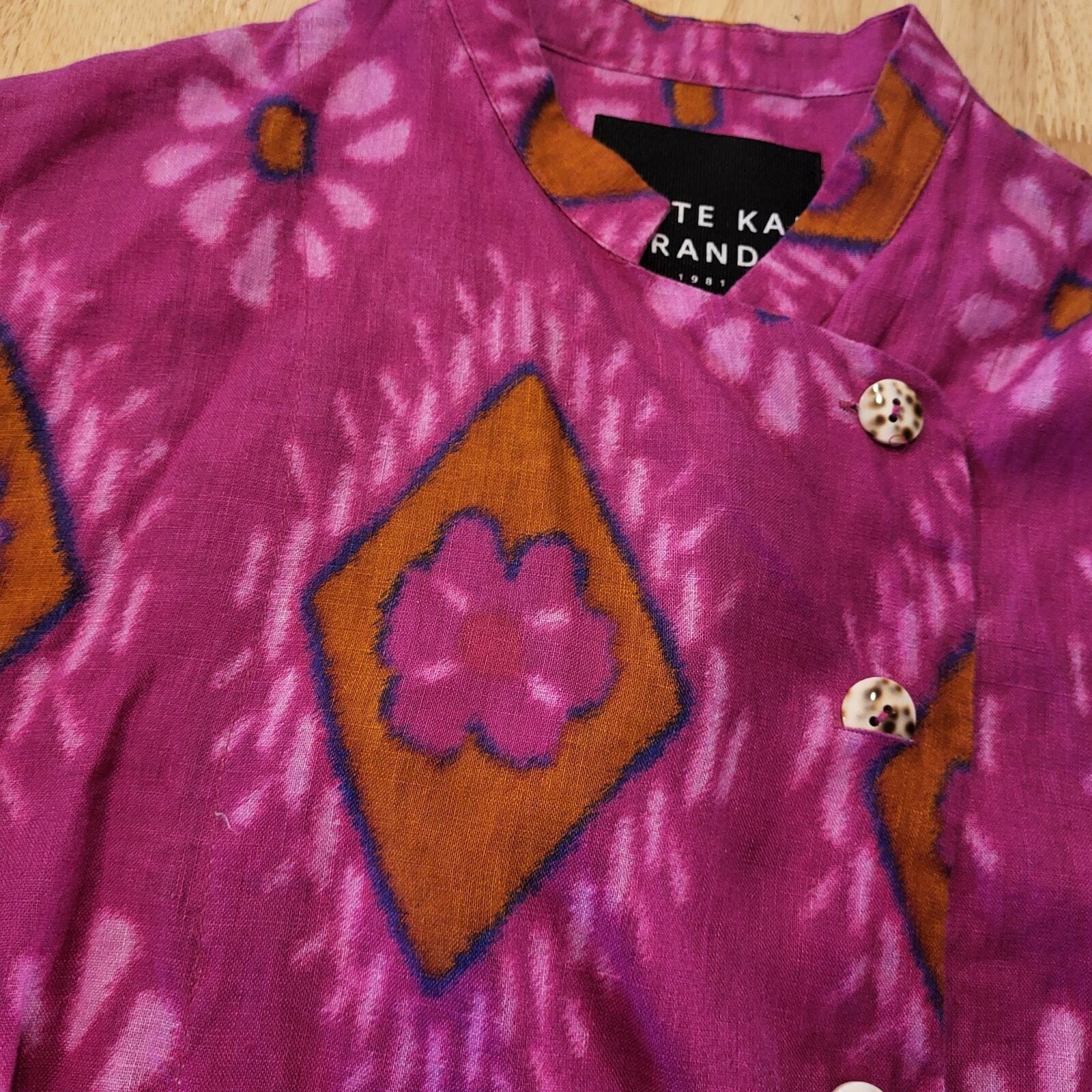 Bitte Kai Rand Batik Dyed Pink Double Breasted Button Blouse 18" Pit 2 PIT Small