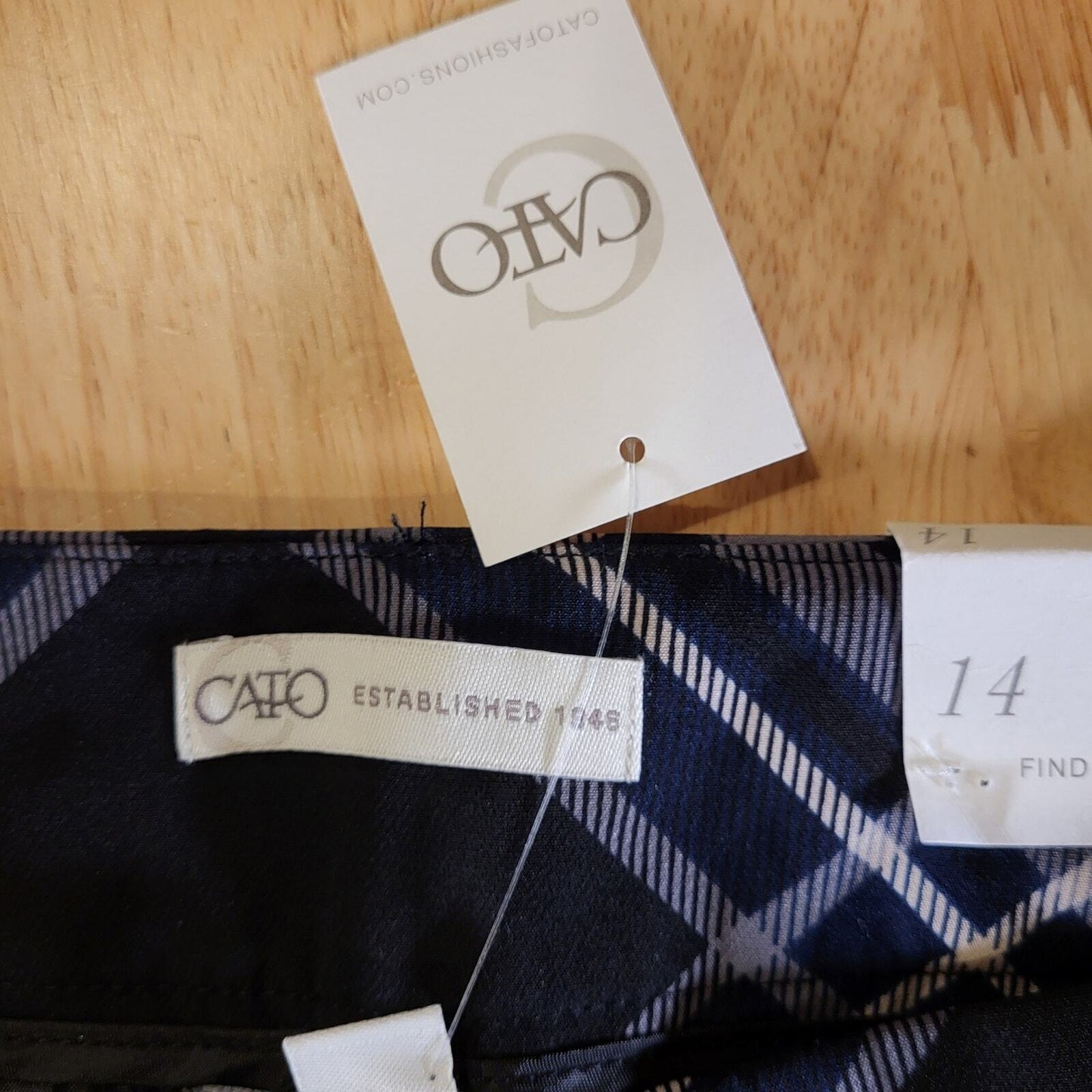 Nwt Cato Blue Plaid Wide Leg High Waisted Rayon Pants Size 14 32" Waist