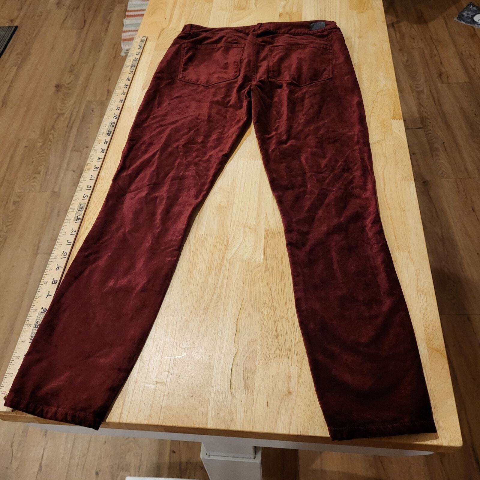 Paige Burgundy Velvet Skinny Jeans Verdugo Ankle Pants Size 29 Cotton Blend