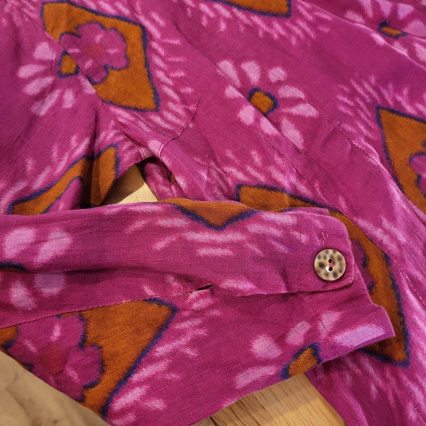 Bitte Kai Rand Batik Dyed Pink Double Breasted Button Blouse 18" Pit 2 PIT Small