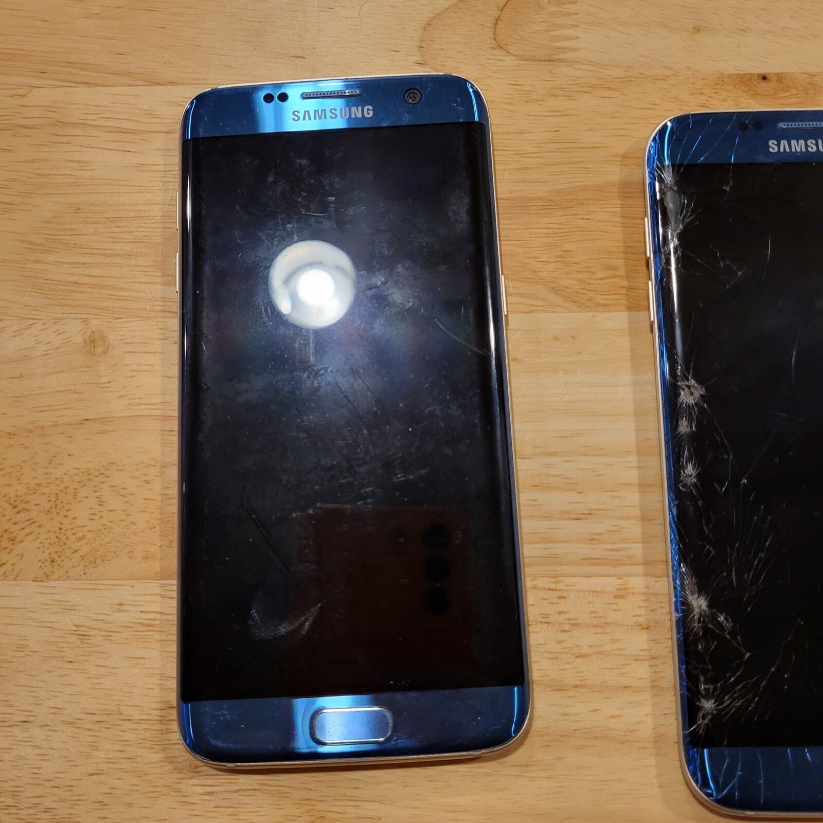 Lot of 3 Broken For Parts Samsung Galaxy S7 Edge Screen Damage on All 