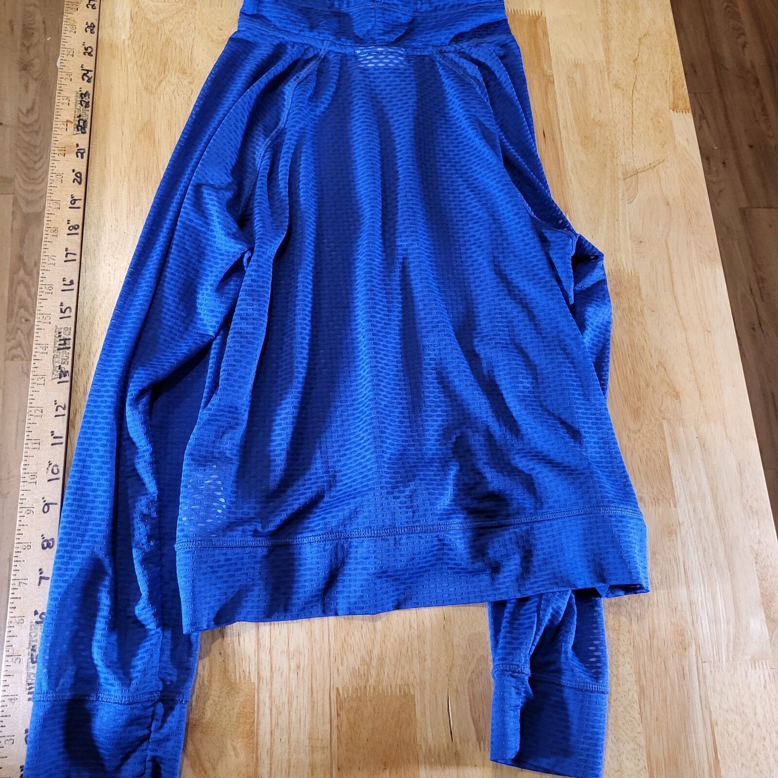 DKNY Blue Mesh Mock Neck Athletic Shirt Drawstring 20" P2P