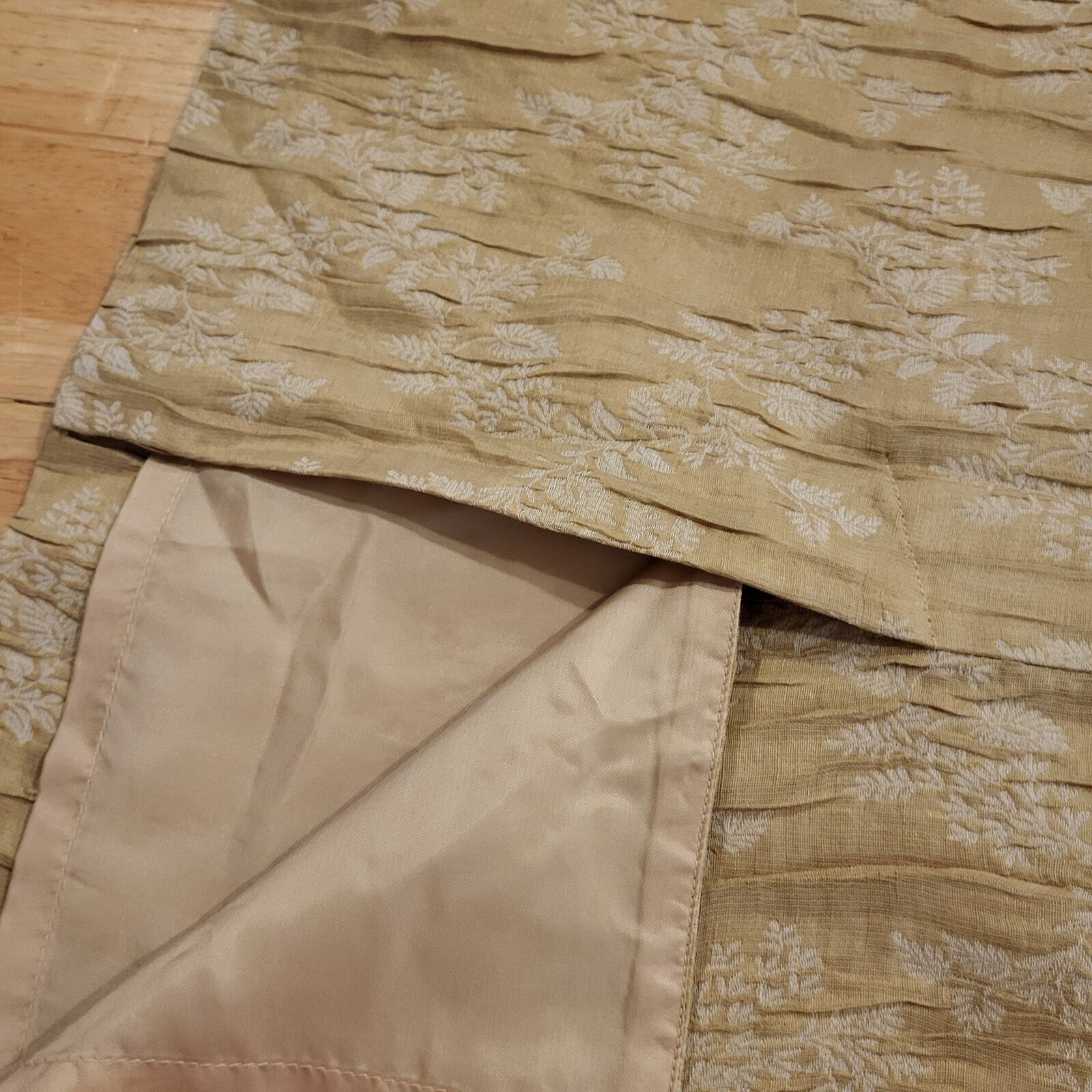 Doncaster Linen Blend  Botanical Detail Pencil Skirt Italian Back Slit 10 30" W