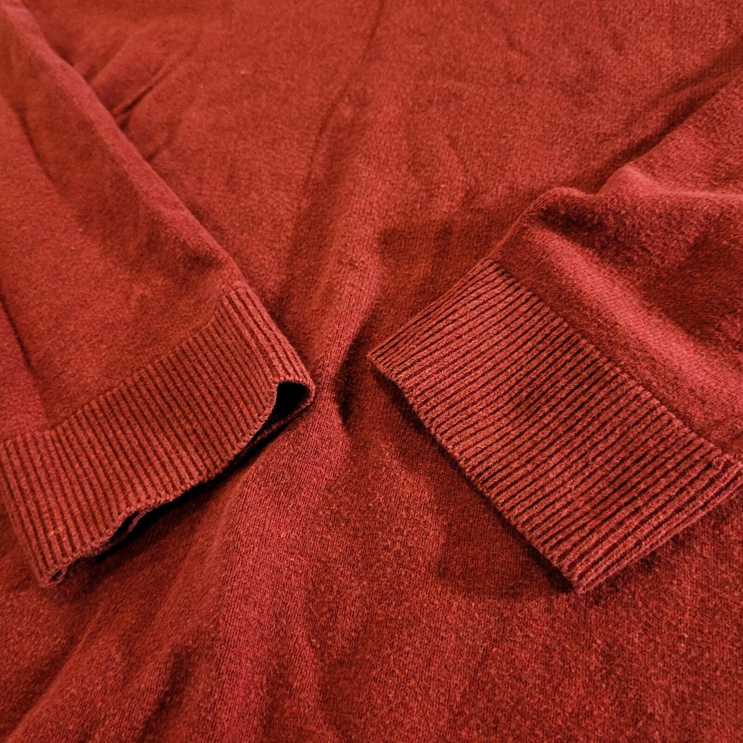 Eddie Bauer Cotton Cashmere Made in USA TXL V-neck Sweater Burgundy Maroon