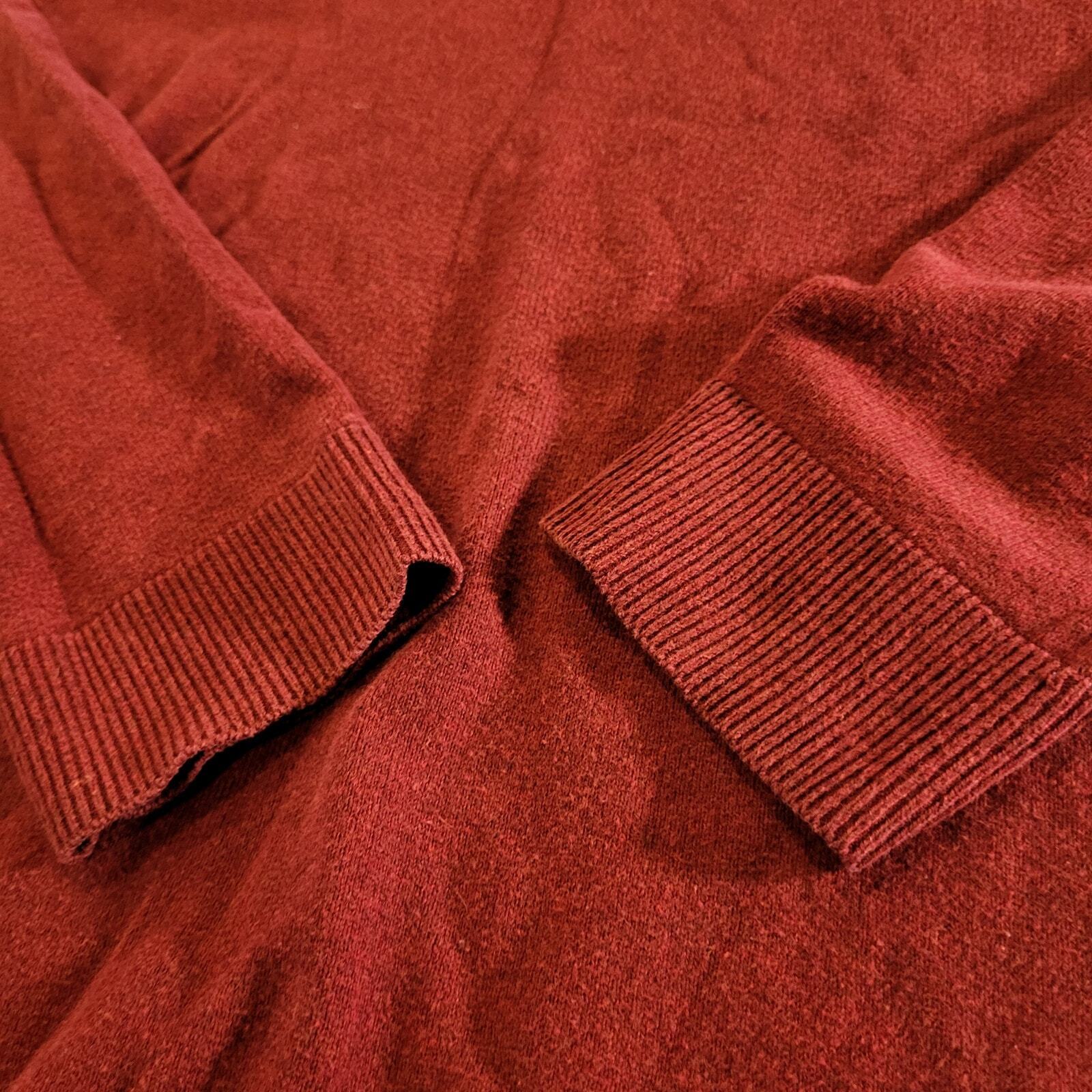 Eddie Bauer Cotton Cashmere Made in USA TXL V-neck Sweater Burgundy Maroon
