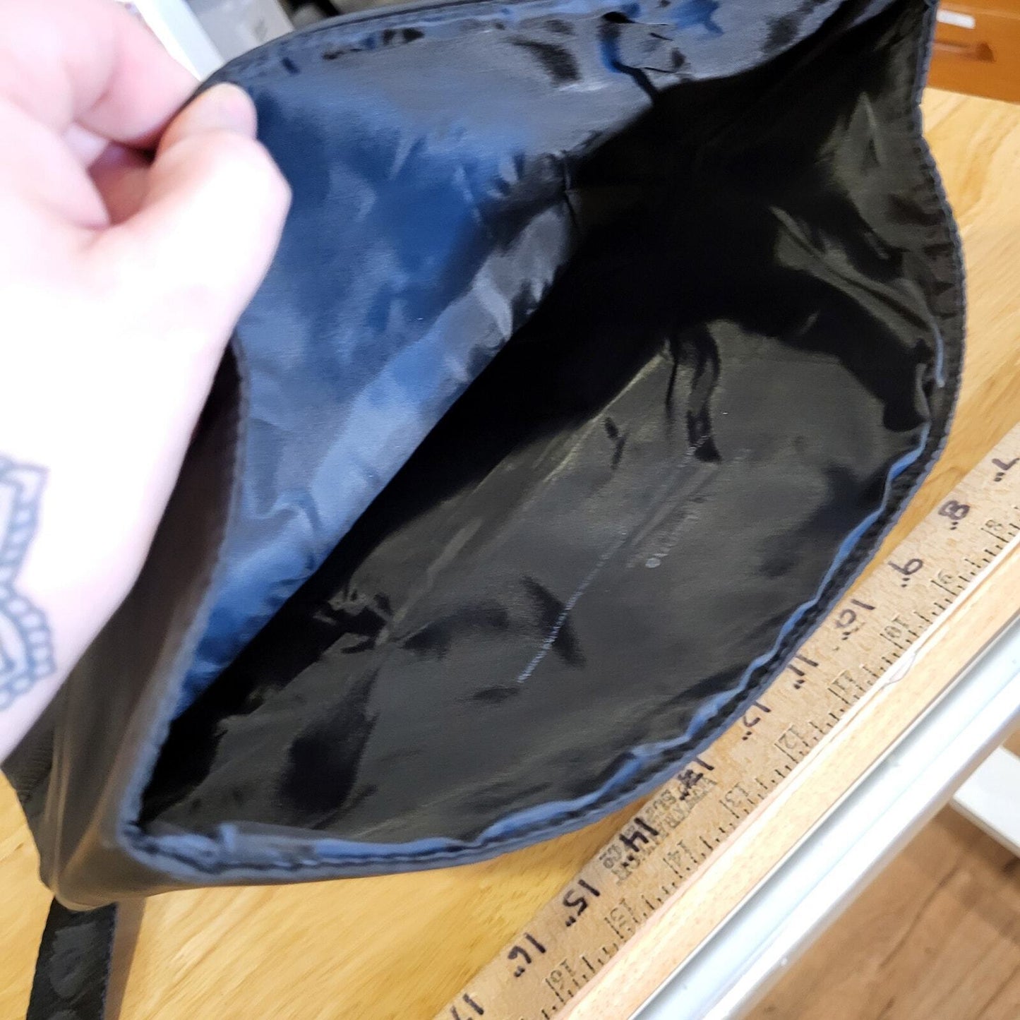 Paco Rabanne Black Padded Bag Metal Clasp Nylon Straps  Very Clean 15"x12"