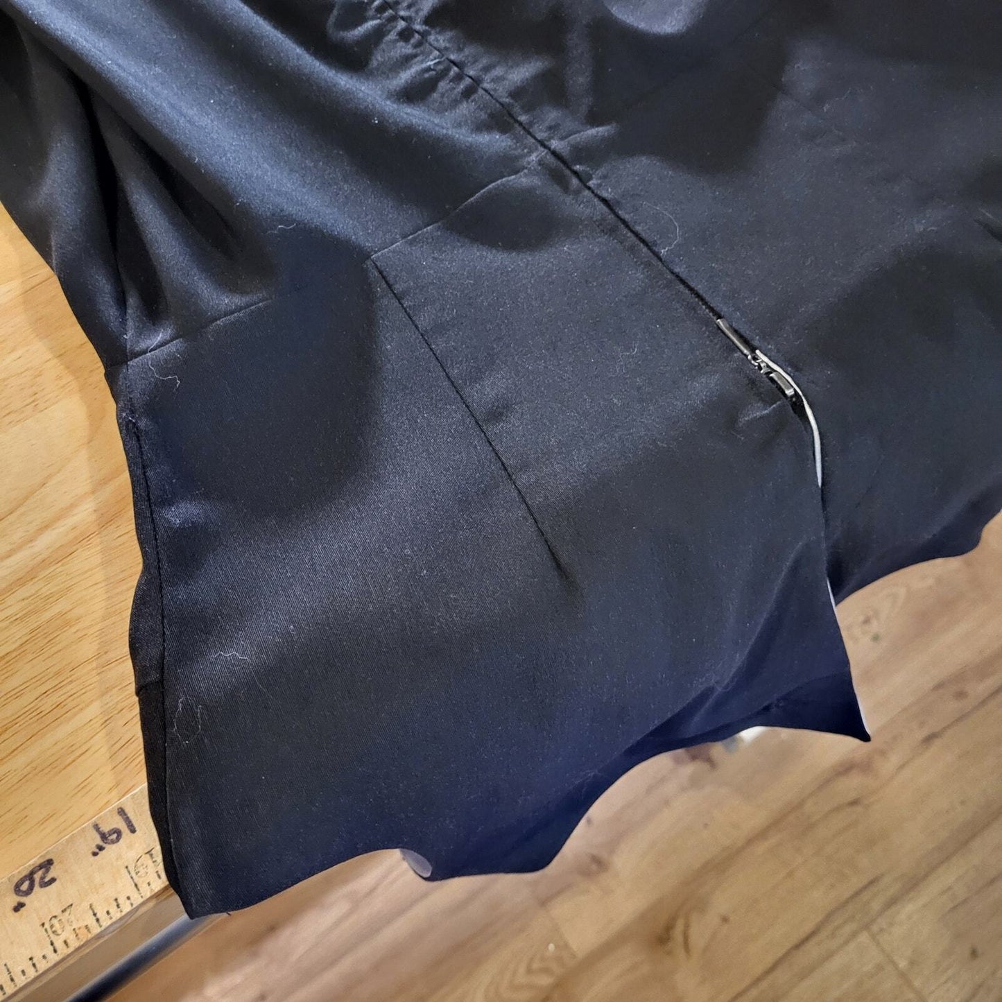 Black Betty Paige BY Tatiana Dress Winged Back Detail Viscose Blend XS 45" Long