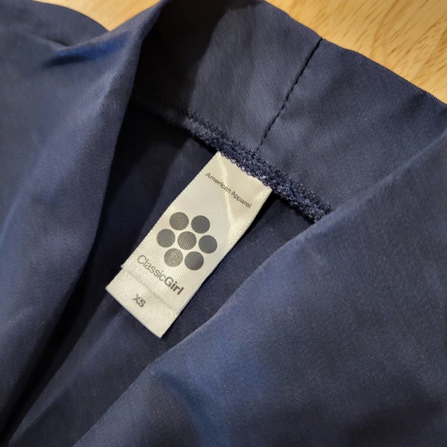 American Apparel Navy Blue XS Classic Girl Dress Cap Sleeve V Neck Mini