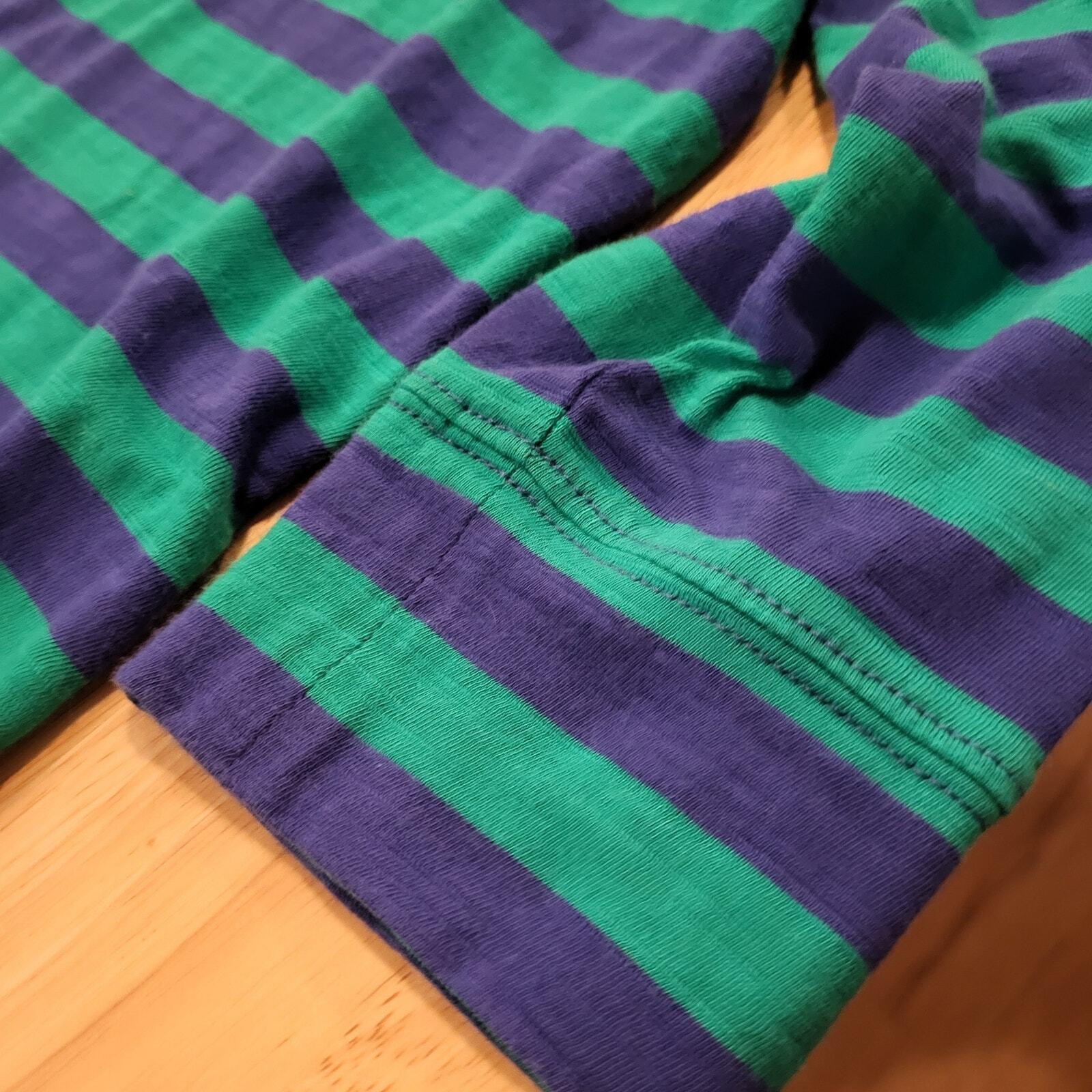 Lilly Pulitzer 3/4 Sleeve Green & Blue Striped Boat Neck T-shirt X-Small 16" p2p