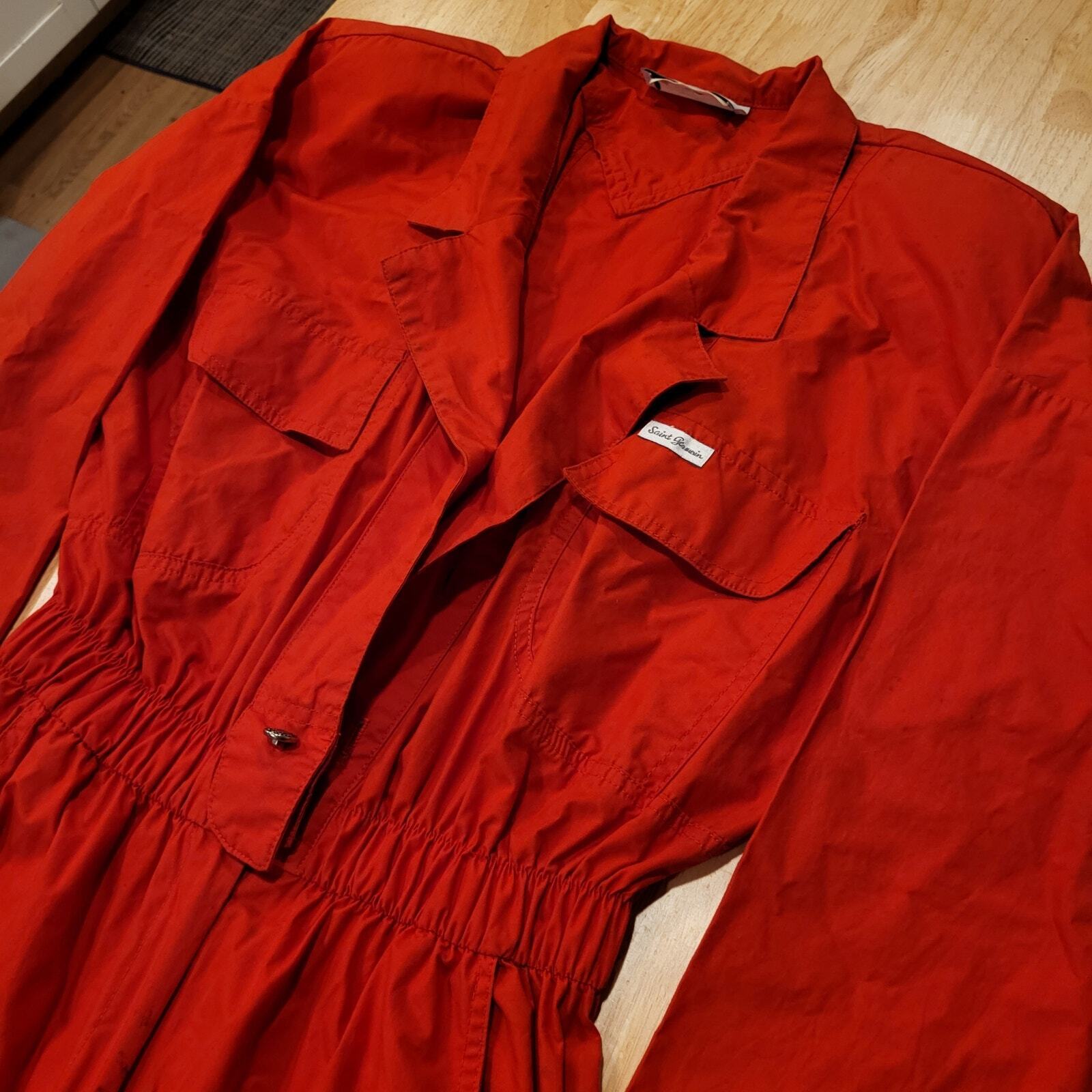 Vintage Red Saint Germain Paris Jumpsuit Elastic Waist Zip 28"-38" Waist