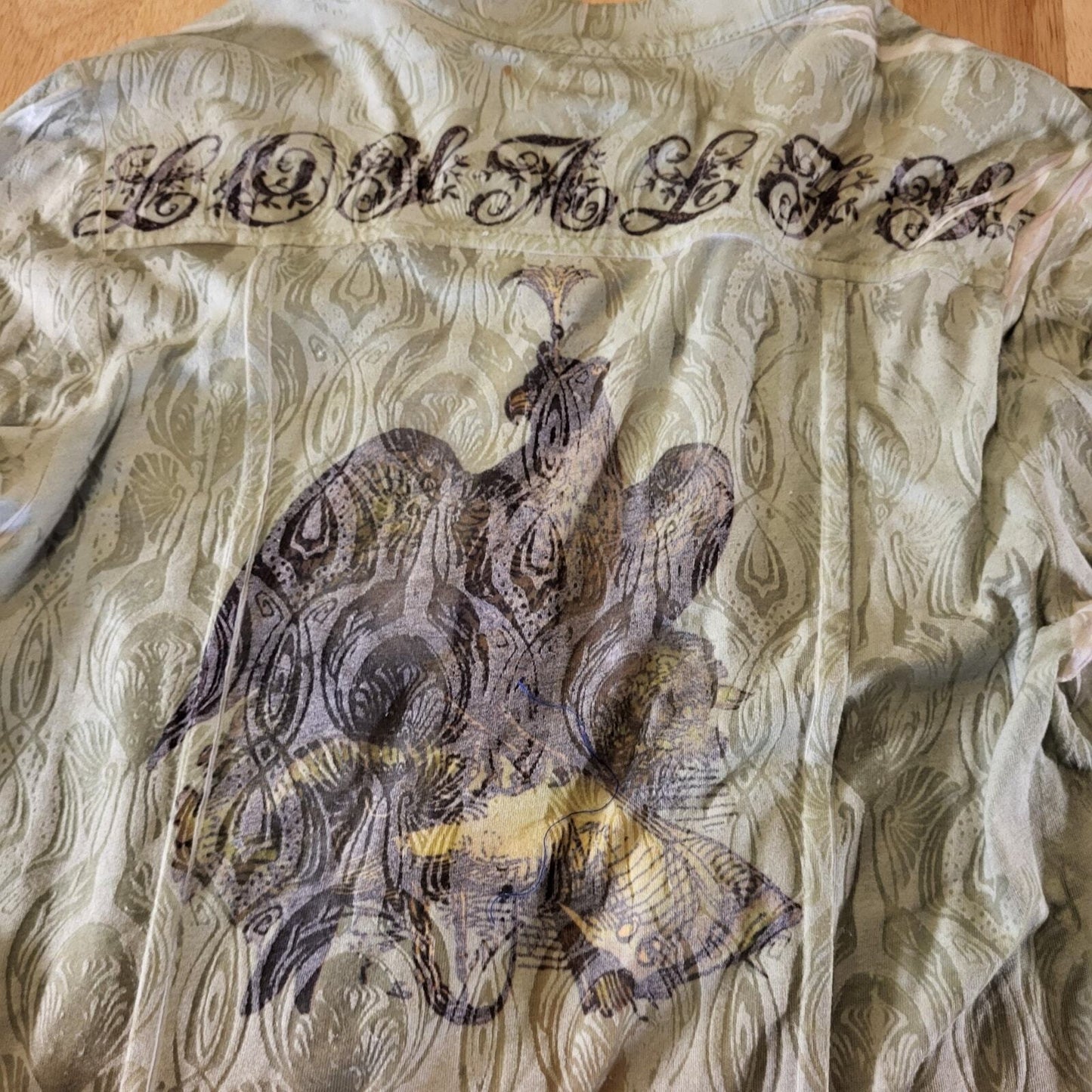 Butterfly Dropout Vintage Burnout Jersey Button Down Collared y2k Roses Birds 