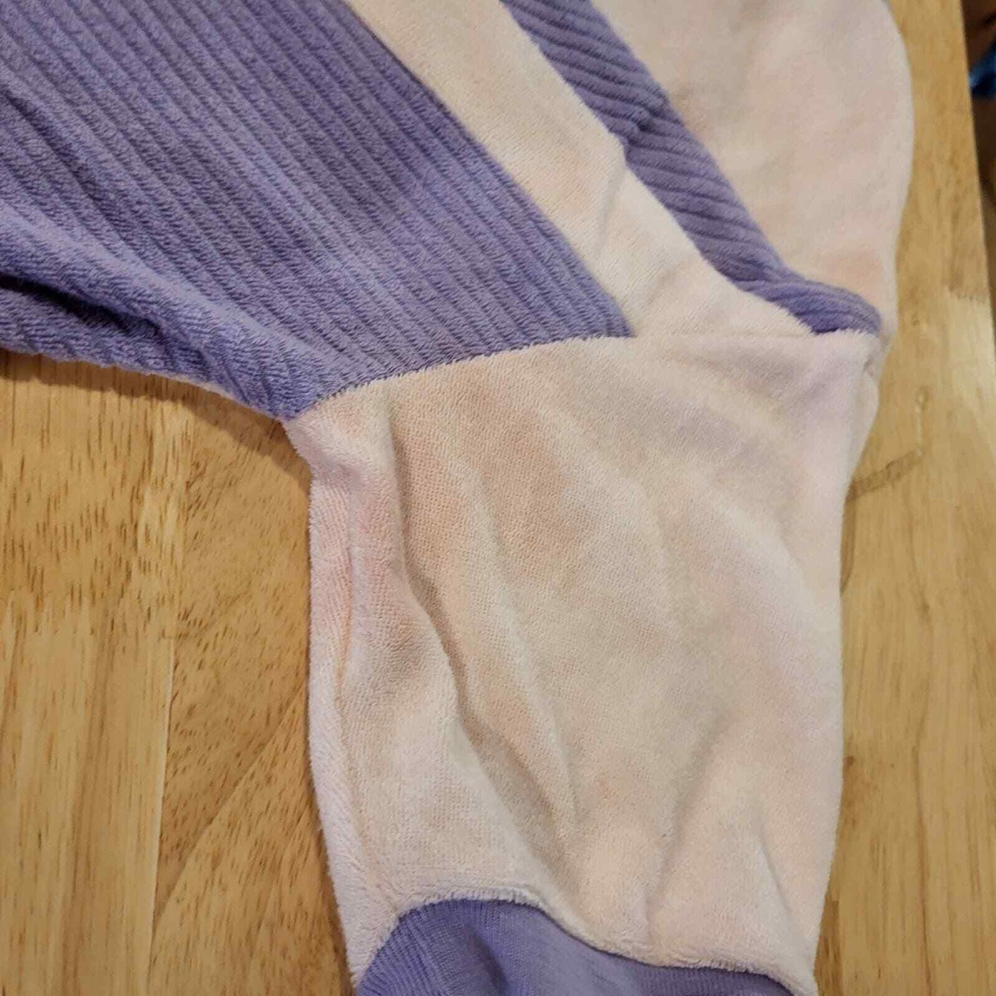 Purple and white geometric stripe vintage terry cloth elastic waist 17" pit2pit