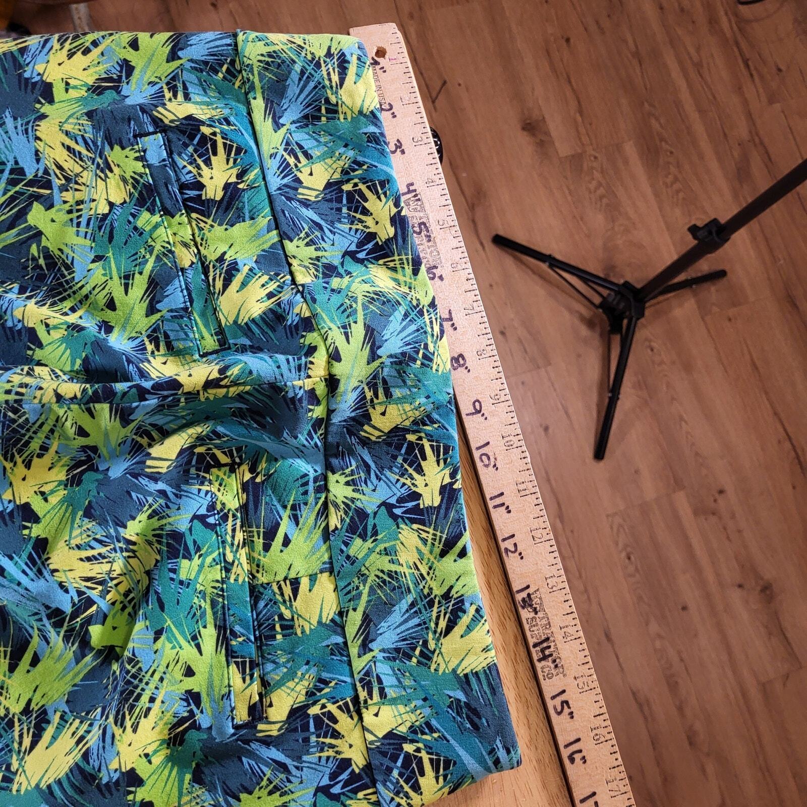 Soft Surroundings Blue & Green Pencil Pants Petite Medium Ankle Slit Colorful