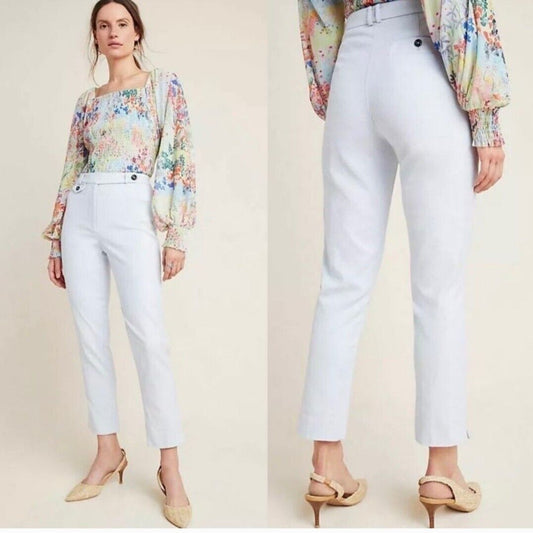 Anthropology The Essential Slim Pant Beige  Size 8 32" Waist 11" Rise 27" Inseam