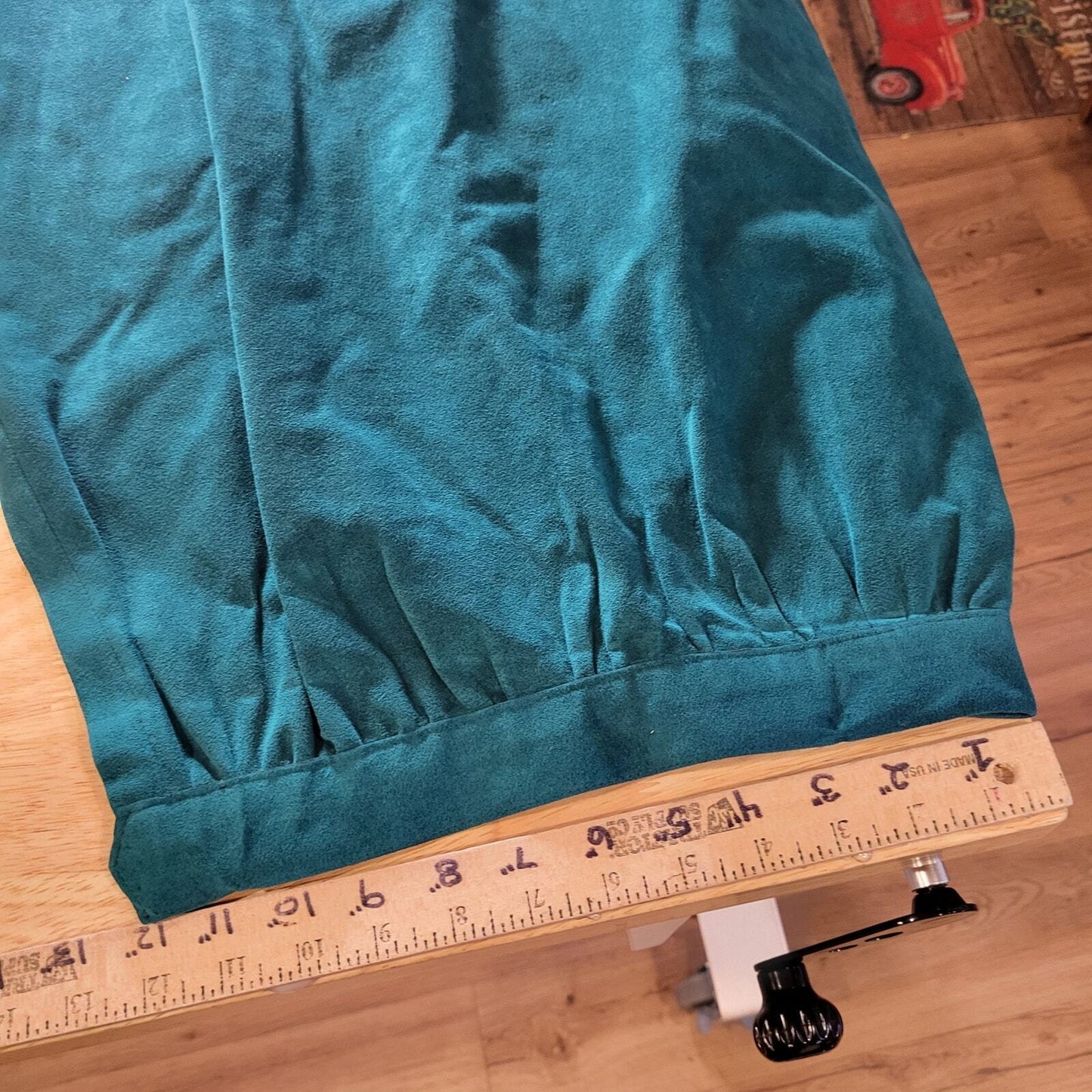 Vintage Suede Pencil Skirt Turquoise 24" Waist 27" Long