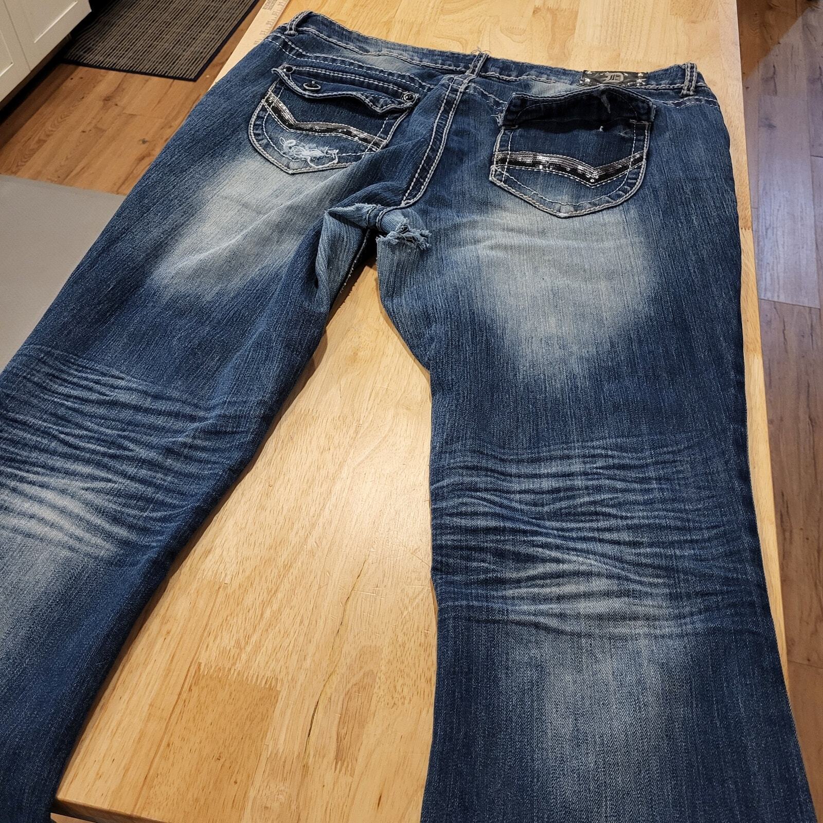 Vintage Dollhouse Jeans 40" Waist Ripped Crotch Damaged Y2K Craft