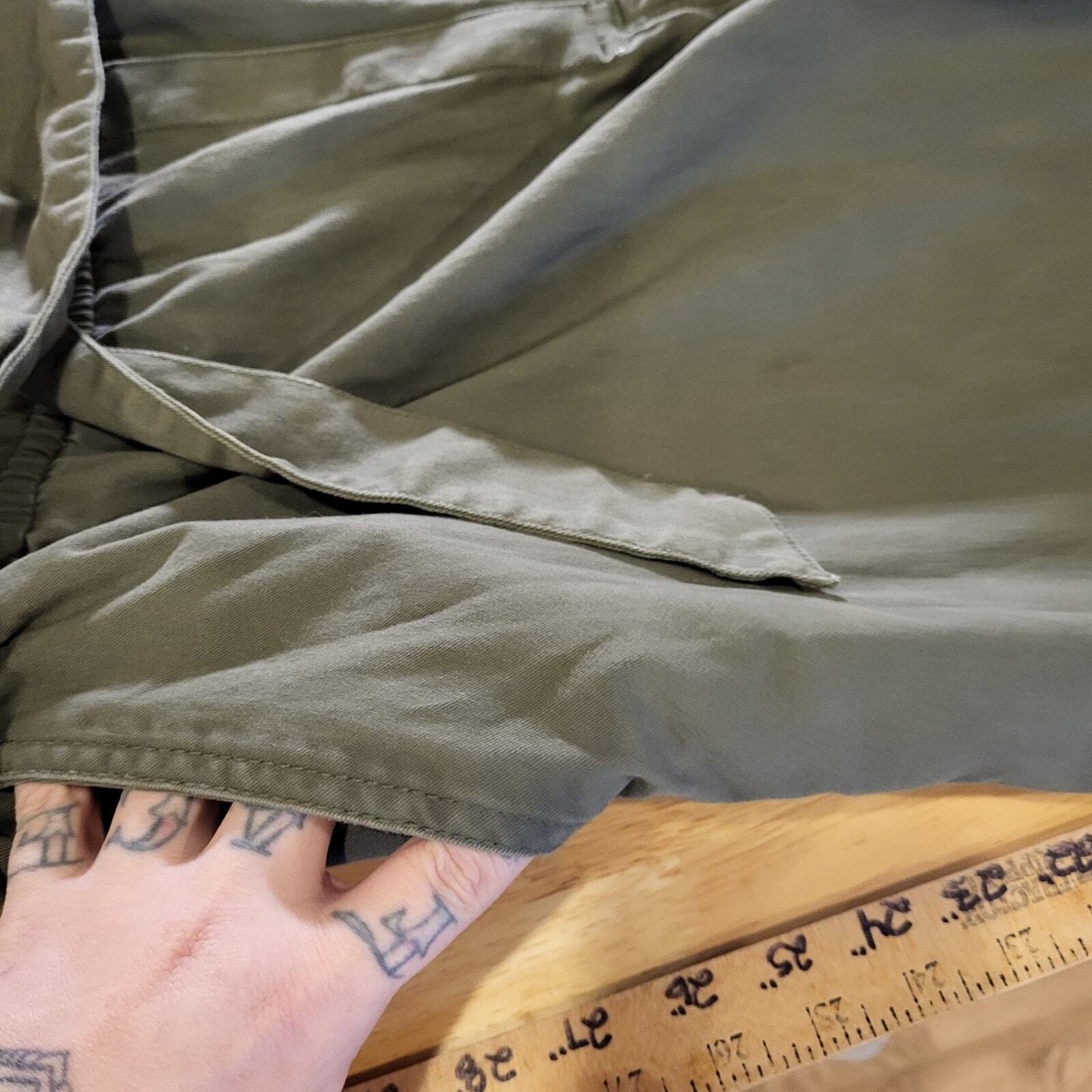 A.N.A 2X Army Green Short Sleeve Jumpsuit Button Collared Pockets Cotton