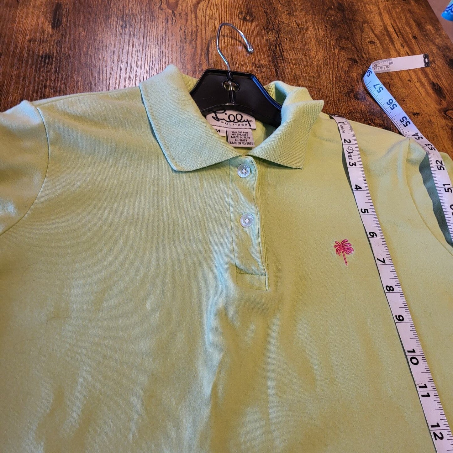 Lilly Pulitzer Lime Green Medium Golf Polo Collared Button 18" P2P