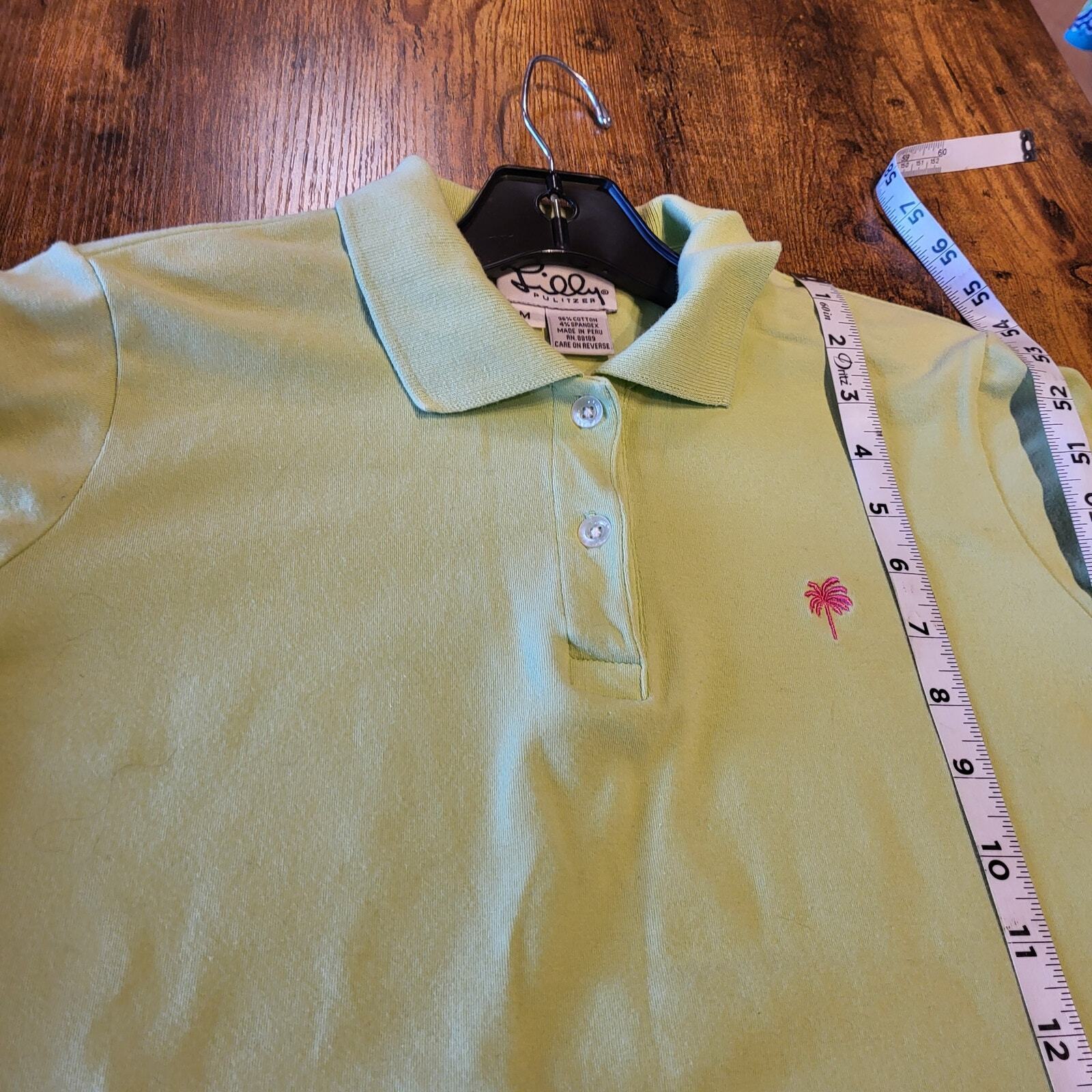 Lilly Pulitzer Lime Green Medium Golf Polo Collared Button 18" P2P