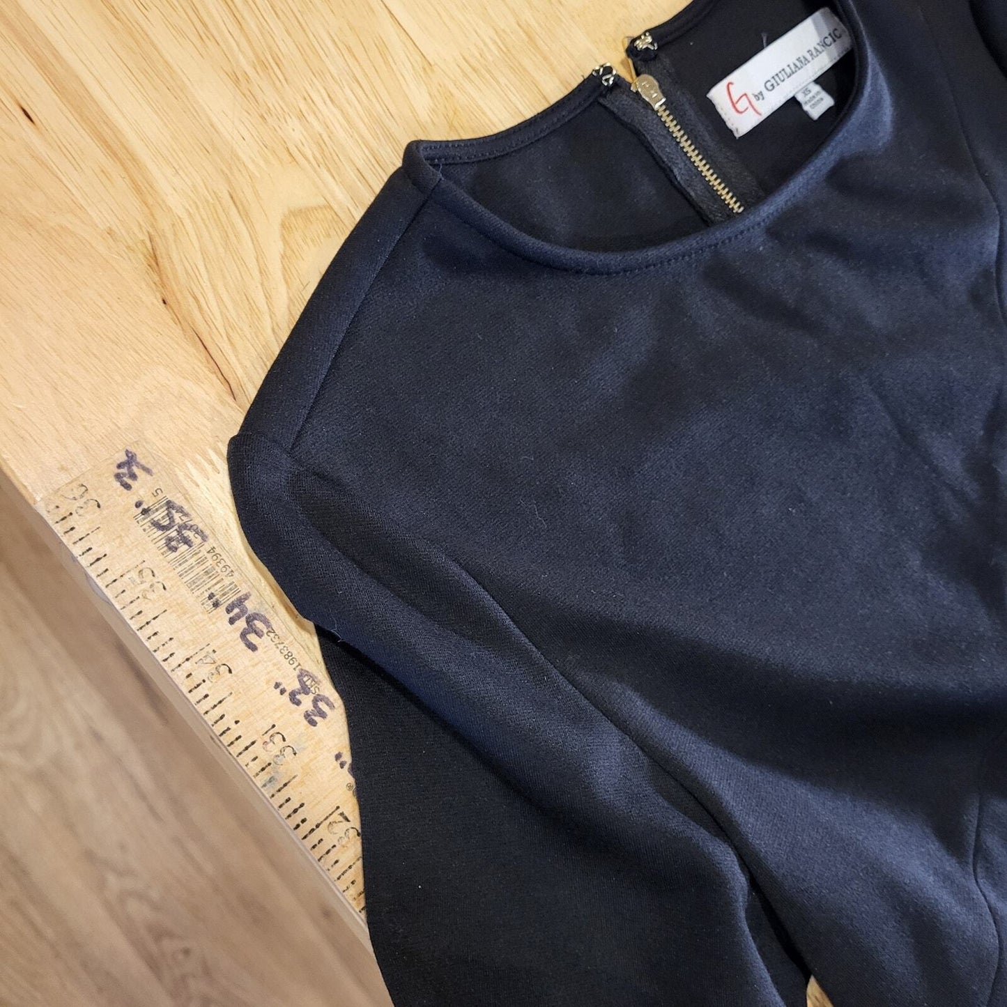 New With Tag Giuliana Rancic Black Knit Long Sleeve Gold Button Pencil 17" p2p