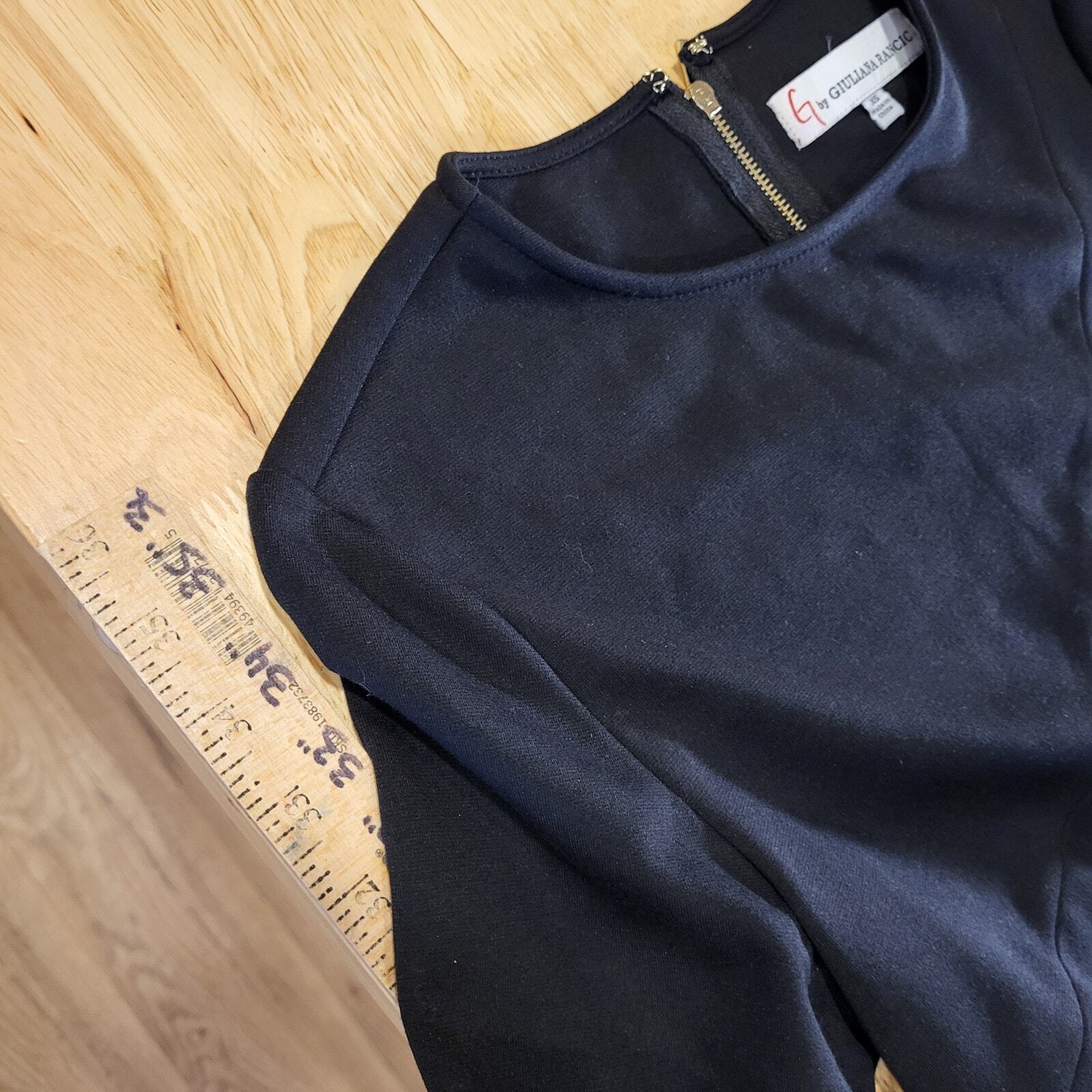 New With Tag Giuliana Rancic Black Knit Long Sleeve Gold Button Pencil 17" p2p