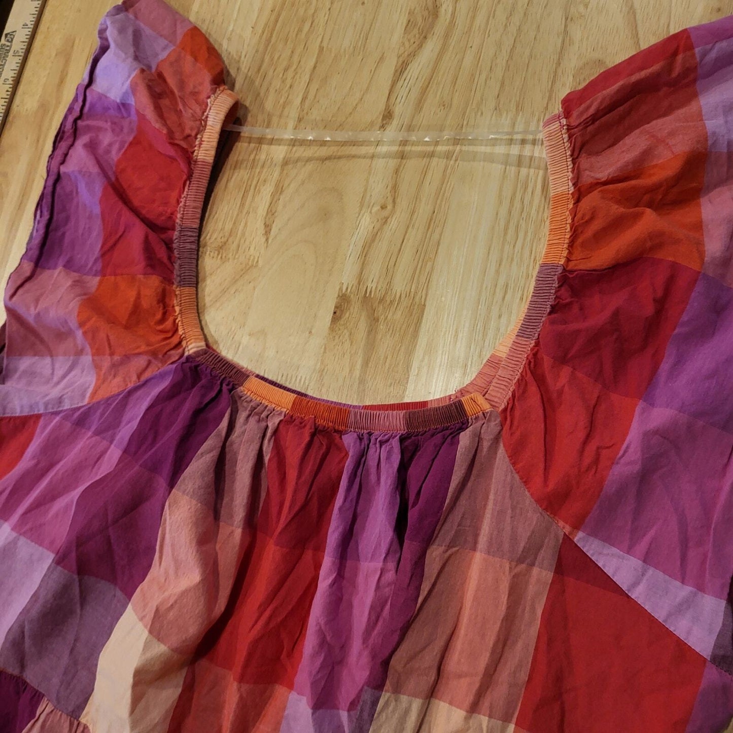 Pink Check Cotton Off Shoulder Summer Sundress Maxi XXXL 22