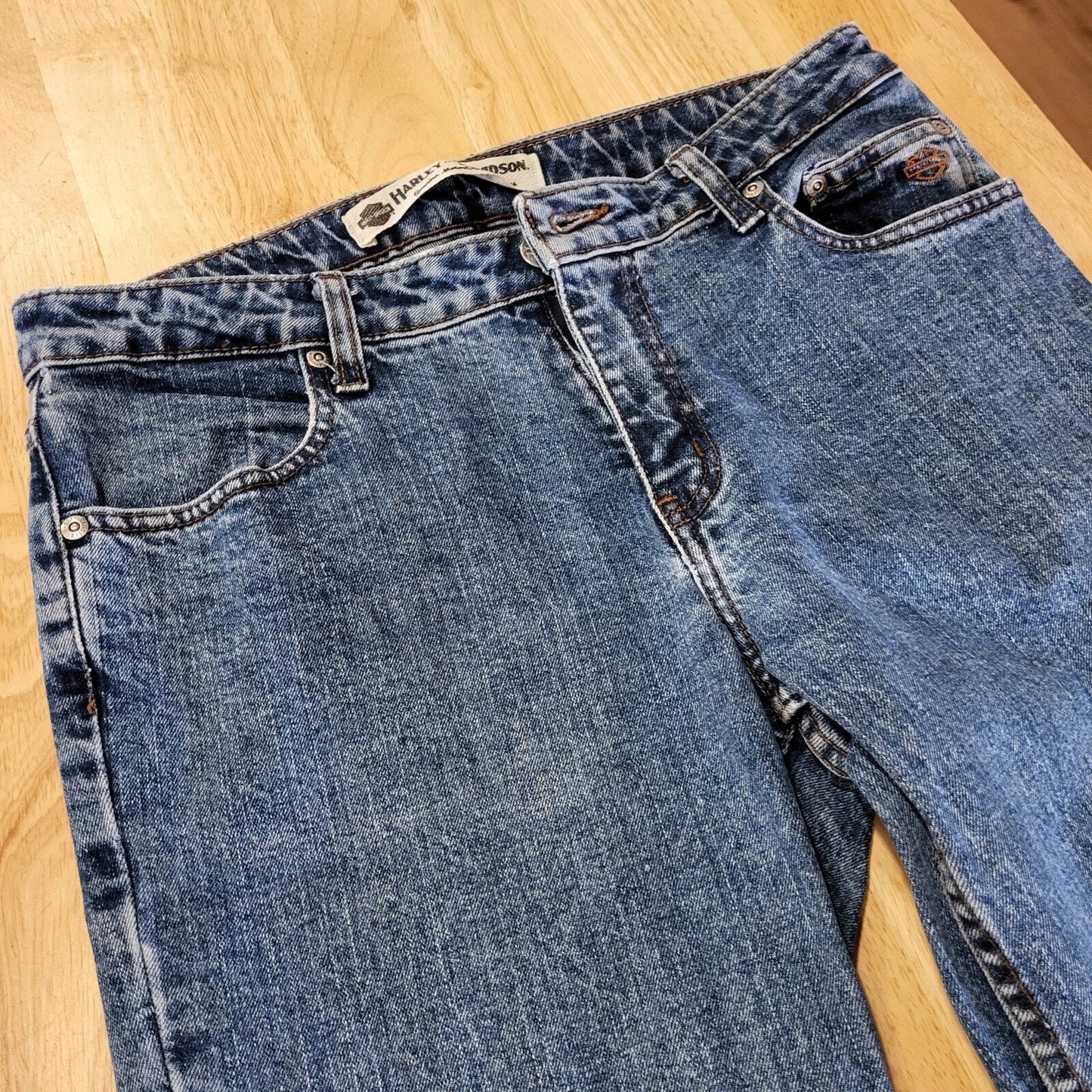 Harley Davidson Size 8 Boot Cut Medium Wash & Weight Denim Jeans 