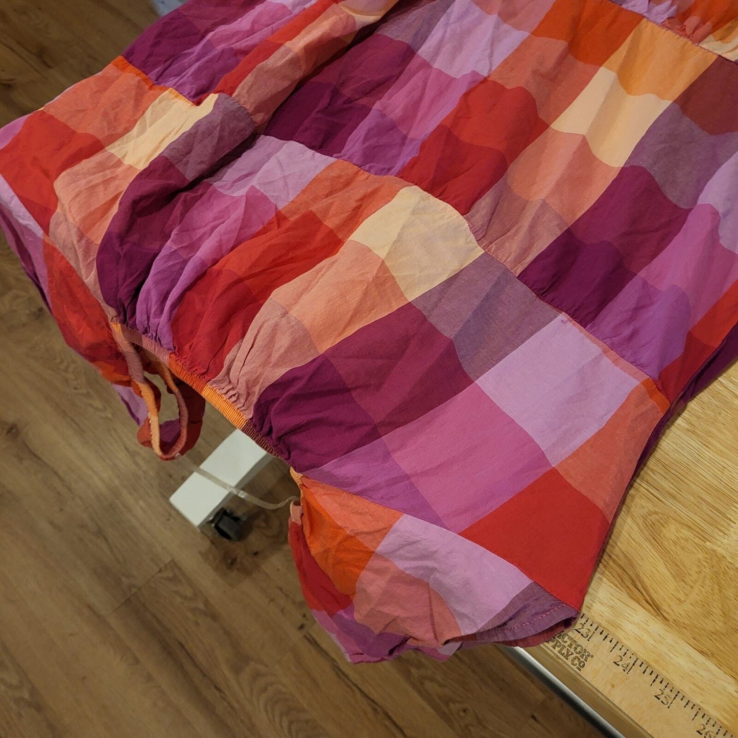 Pink Check Cotton Off Shoulder Summer Sundress Maxi XXXL 22