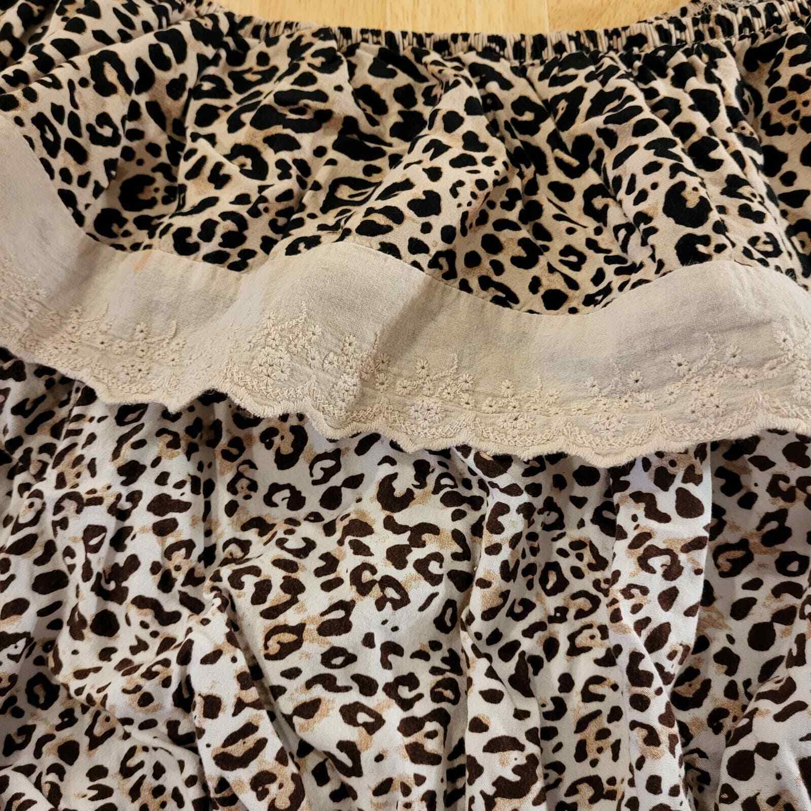 Cropped Bardot Ruffled Leopard Print Cotton Cropped Top