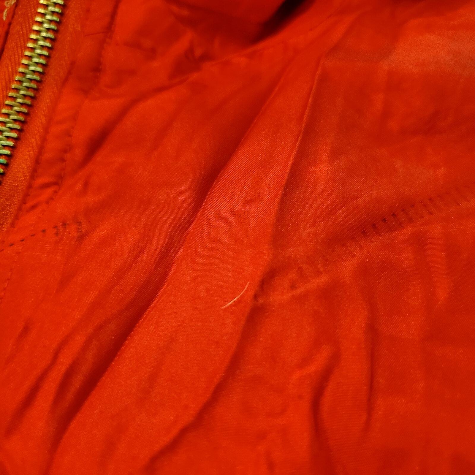 Silk Vintage St. Johns Bay Red Silk Bomber Jacket Contrast Cuff Button Pocket