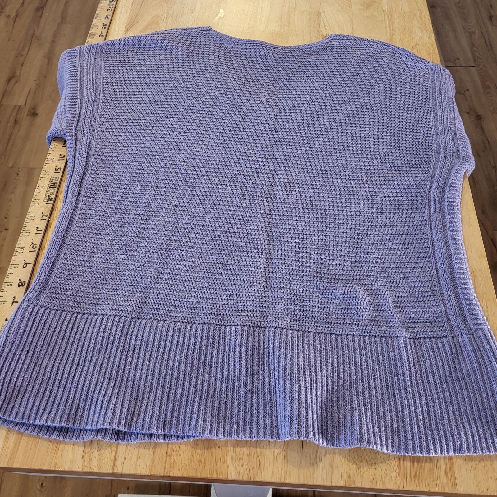 PureJill Cashmere Cotton Viscose Blend PURPLE Knit V-neck XL Sweater 23" P2P
