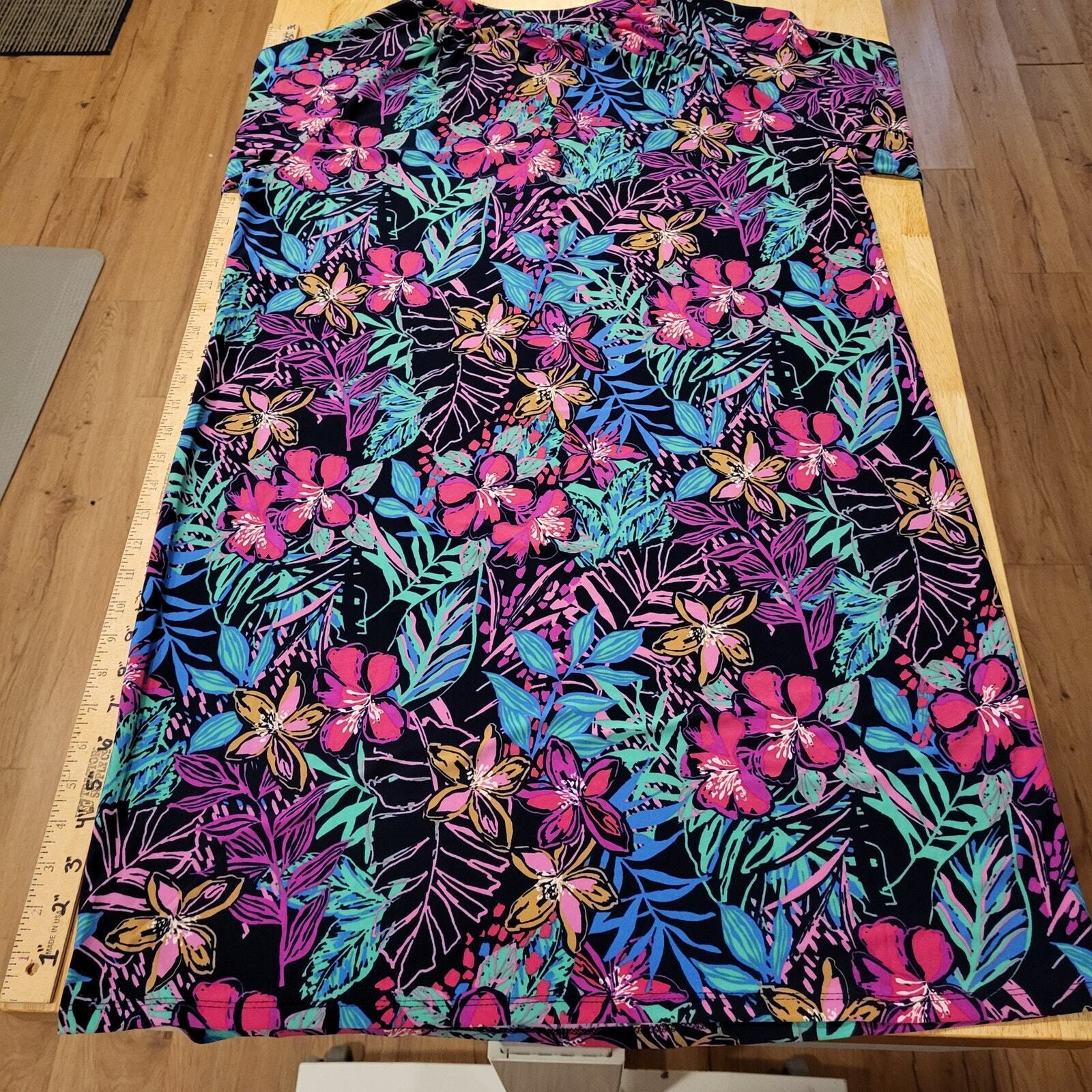 NWT Pappagallo Navy Floral Gold Button Knee Length Dress Long Sleeve Large