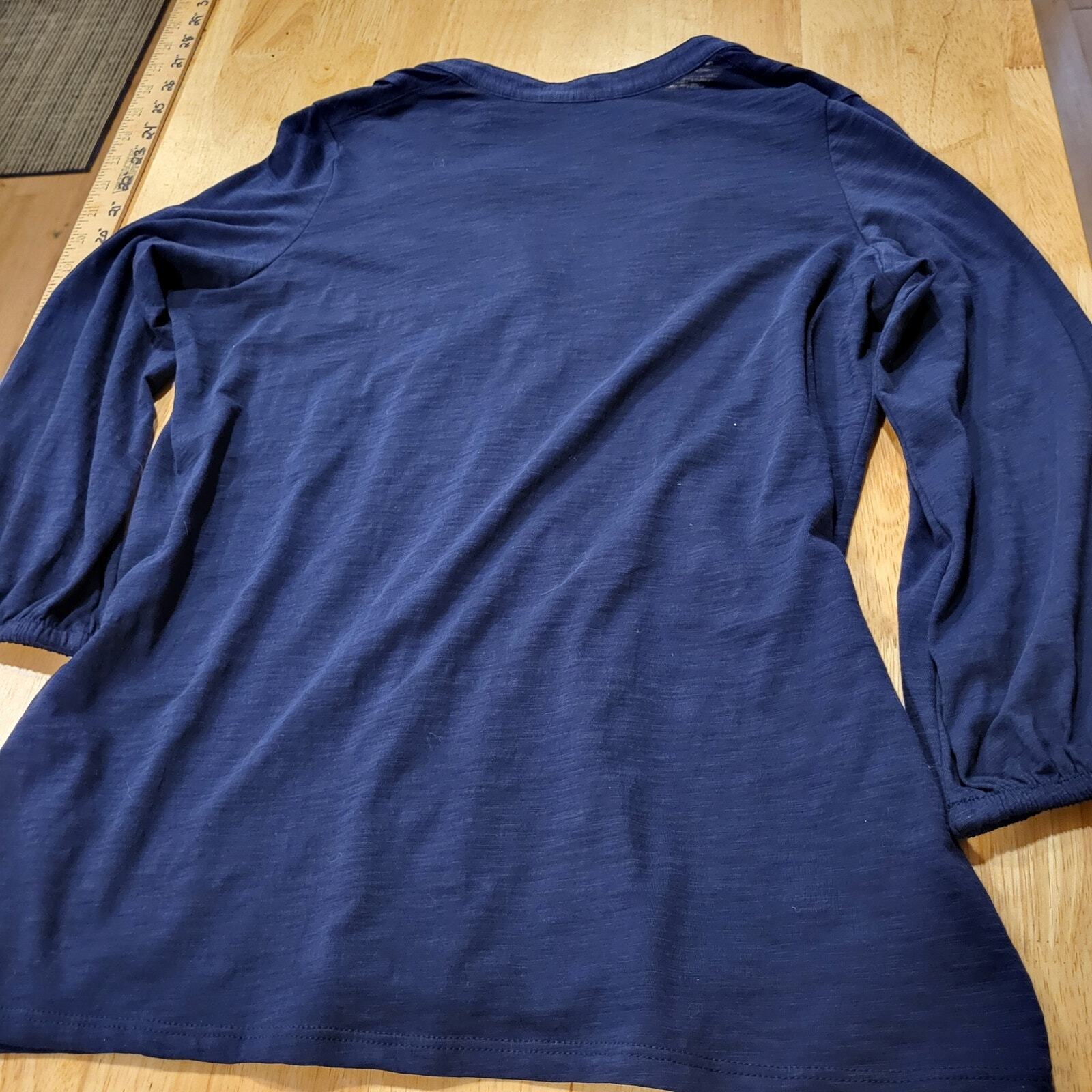 Lilly Pulitzer Navy Blue Long Sleeve Ruffle Front Size Small Jersey 